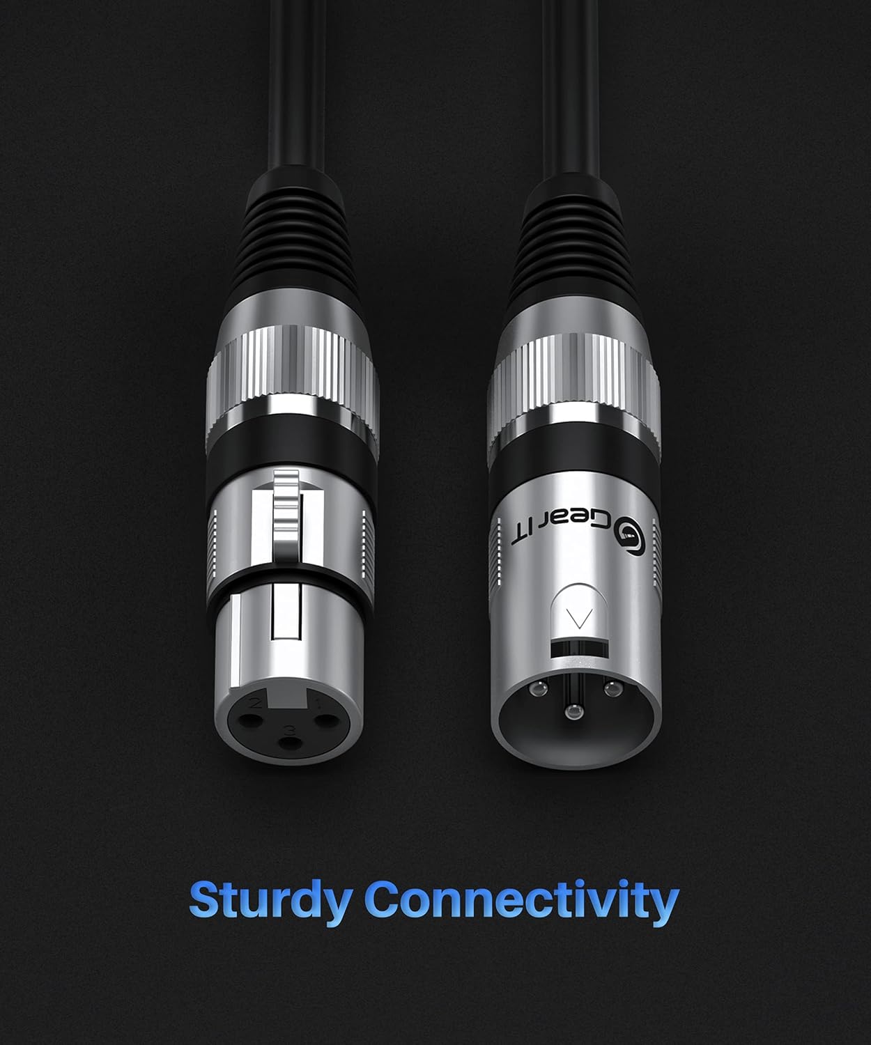 GEARit XLR Male to Female Microphone Cable (10 Feet, 6-Pack) 3-Pin Balanced Shielded Mixer, Recording Studio, Podcast - Black