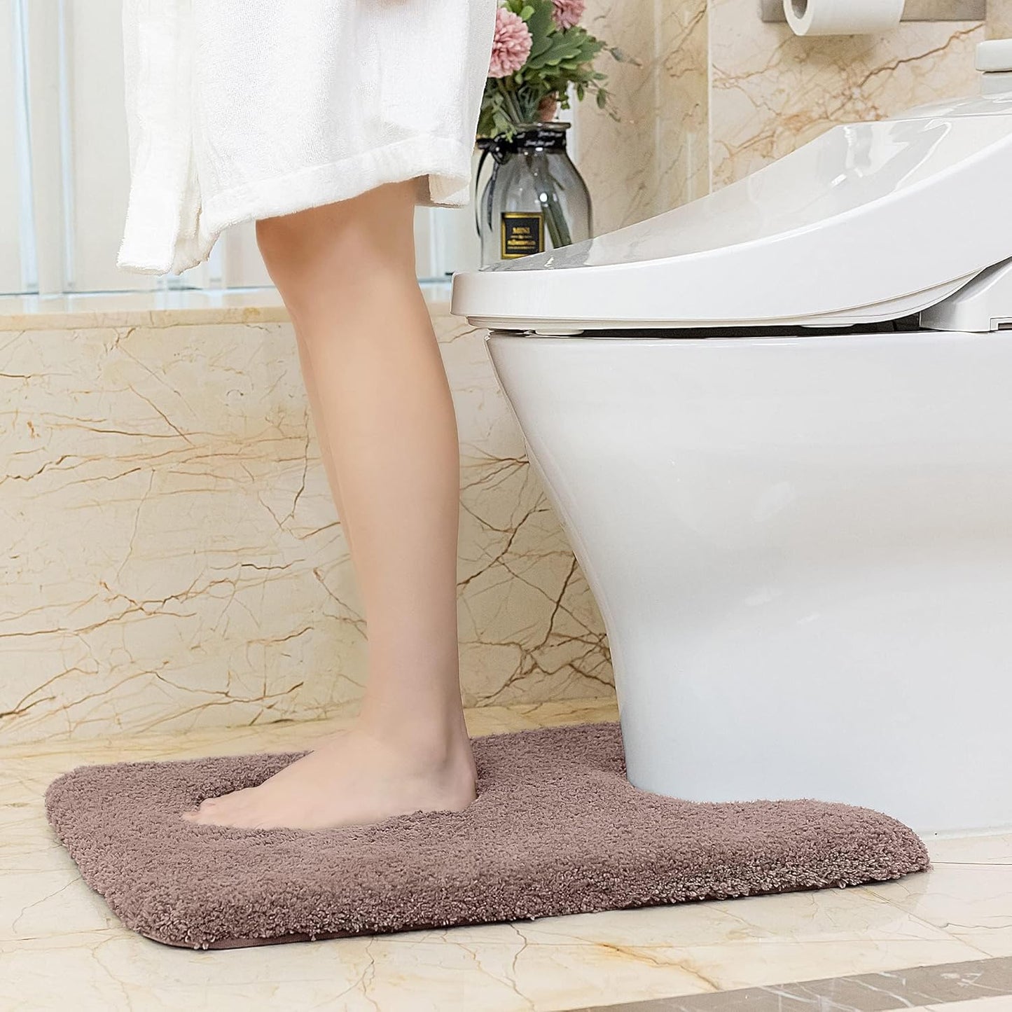 Bathroom Rugs Set 2 Pieces - Bath Rugs Ultra Soft Absorbent Non-Slip Fluffy Thick Microfiber Cozy Bath Mats Set for Tub Shower Bathroom Floors Accessories, 20"x32" & 16"x24" Set of 2 (Beige)