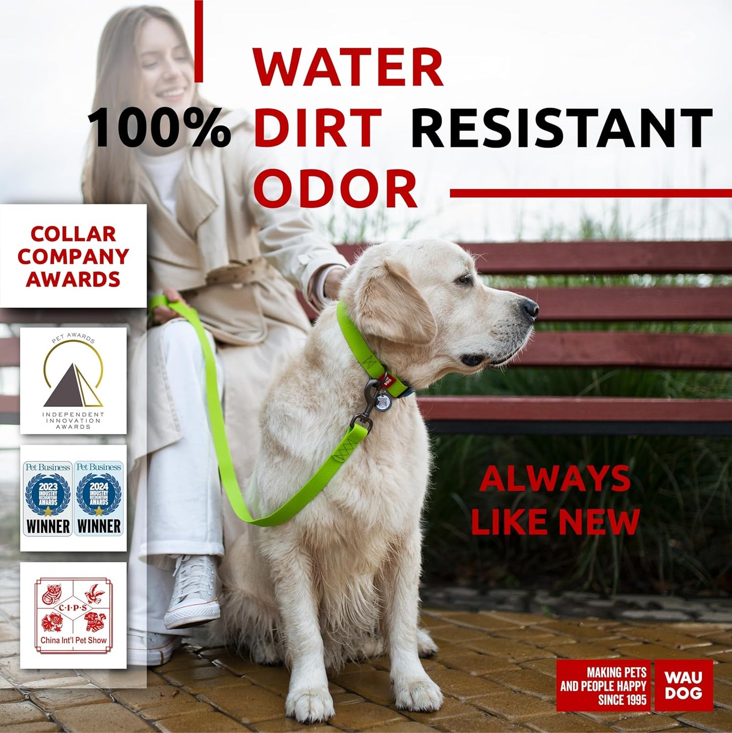 Waterproof Dog Collar - Adjustable Glow Dog Collar for Large Dogs, Small and Medium Dogs - Heavy Duty Dog Collars with Durable Metal Clasp and QR Dog Tag - Glow in The Dark Dog Collars