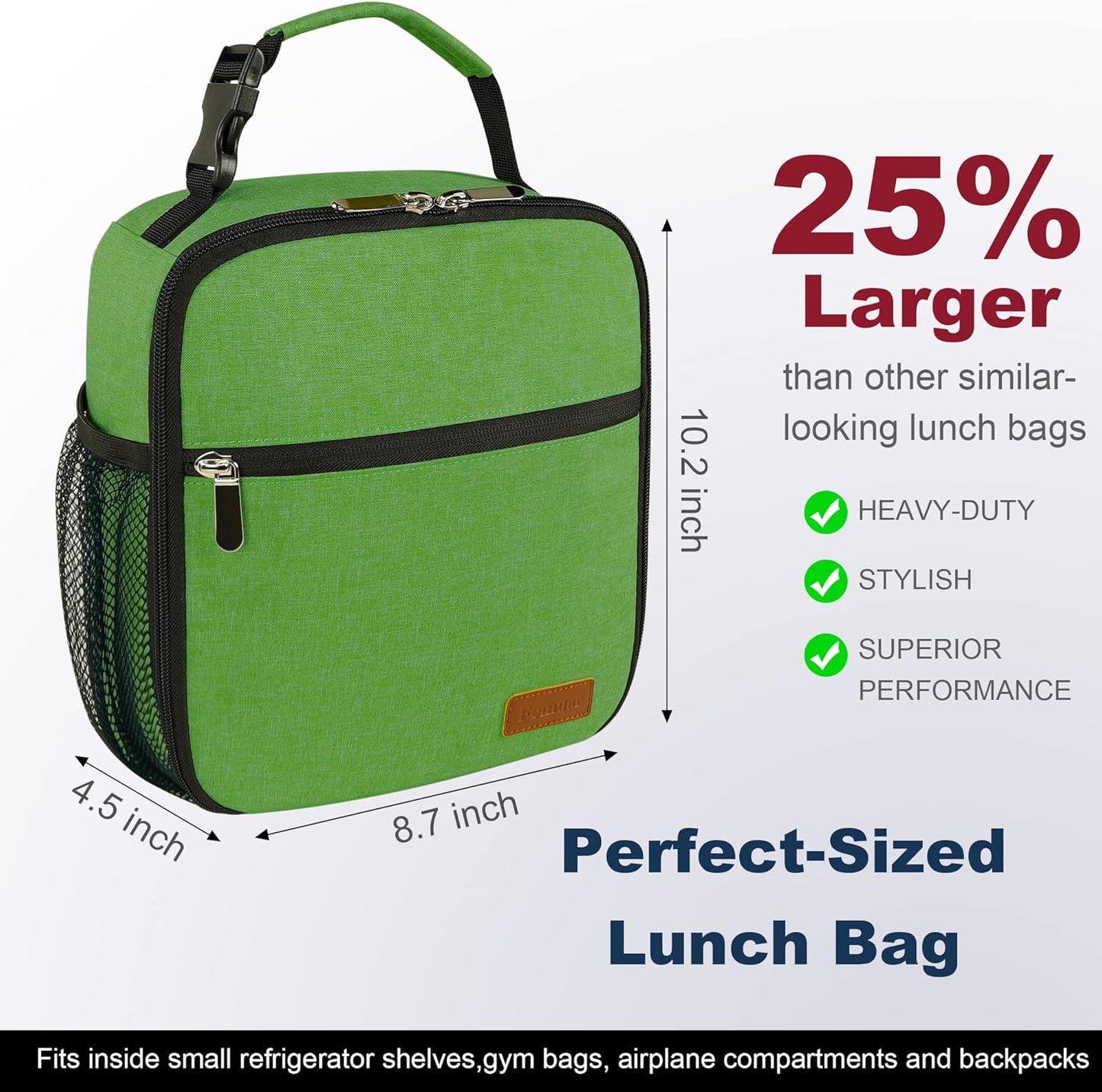 Lunch Box for Men Women Adults Small Lunch Bag for Office Work Picnic - Reusable Portable Lunchbox, Black