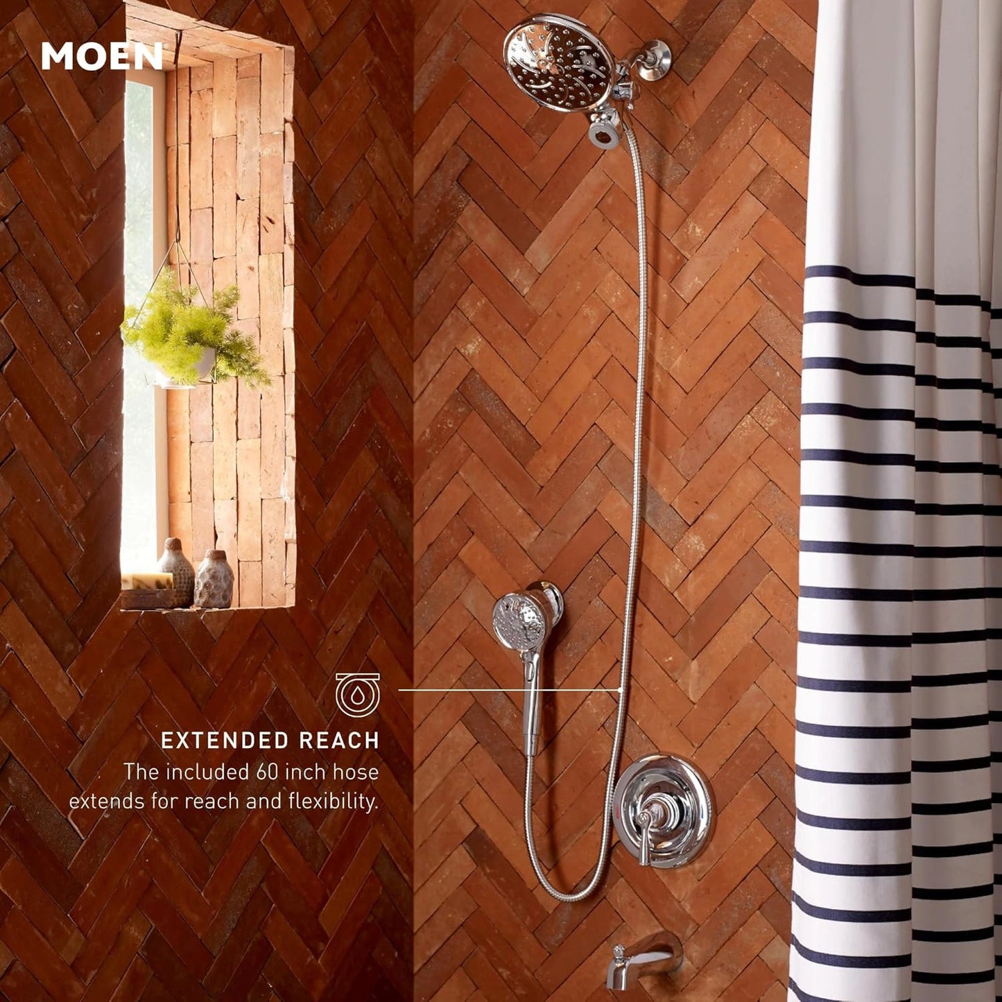 Moen 26009 Engage Magnetix 2.5 GPM Handheld/Rain Shower Head 2-in-1 Combo Featuring Magnetic Docking System, Pack of 1, Chrome