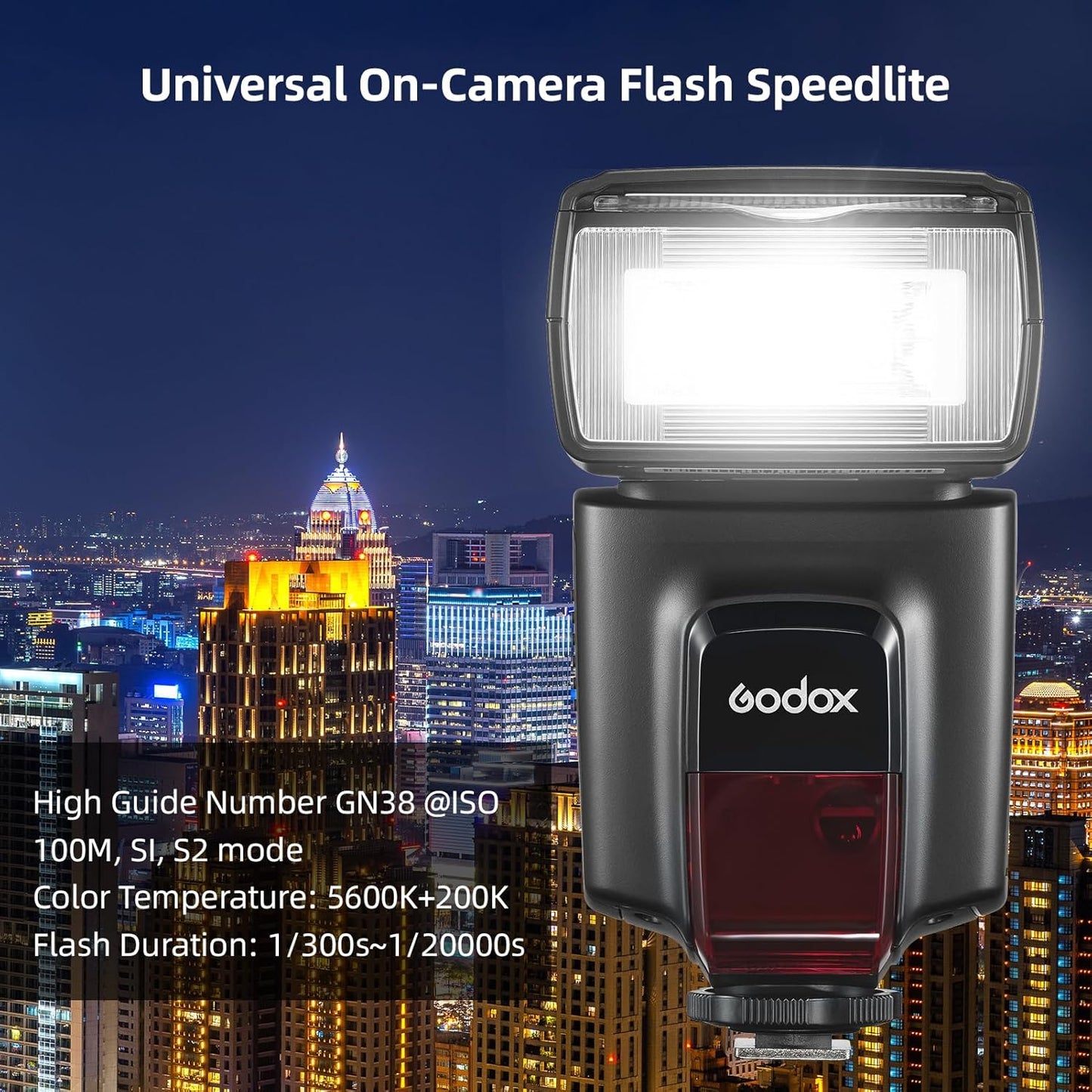 GODOX TT560II Universal Camera Flash Speedlite Light Electronic GN38 Hot Shoe Mount with 2.4G Wireless Trigger & Mini Stand Compatible with Canon Sony Nikon Fujifilm Olympus Cameras