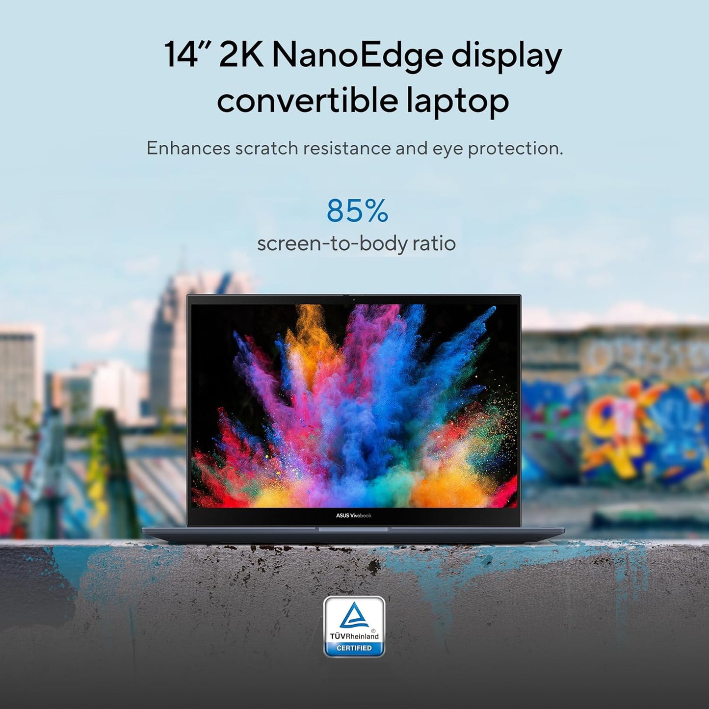ASUS Vivobook S 14 Flip Laptop, 14” WUXGA 16:10 Touch Display, AMD Ryzen 7 7730U CPU, AMD Radeon™ Graphics, 16GB RAM, 512GB SSD, Fingerprint Sensor, Windows 11 Home, Quiet Blue, TN3402YA-AS71-CA