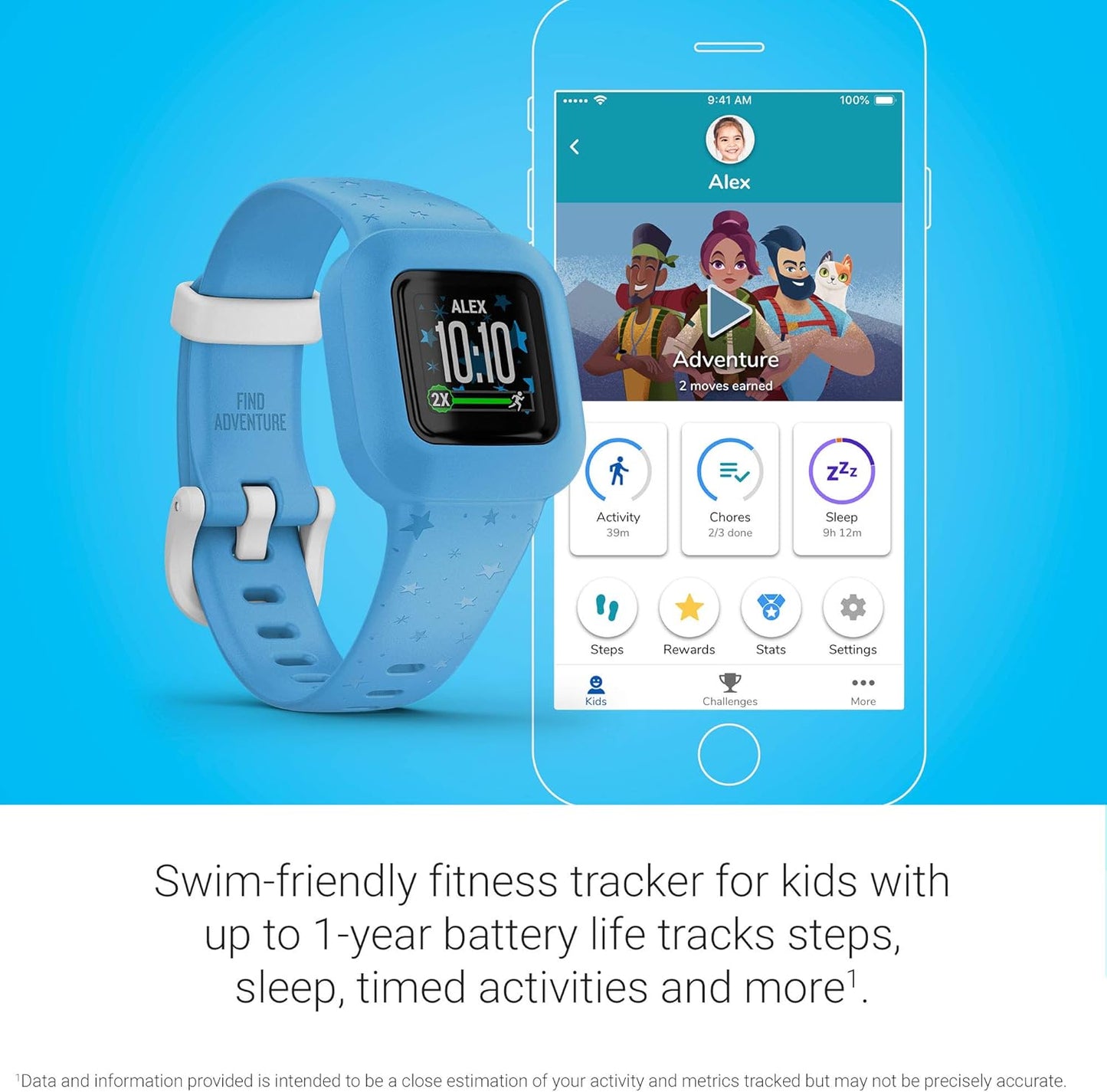 Garmin vívofit Stretchy Activity Tracker for Kids, Adjustable watch