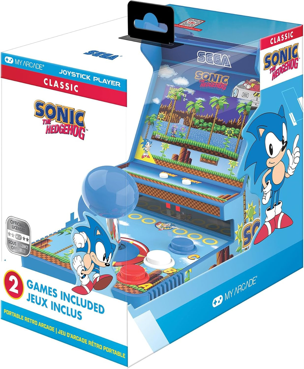 Retro Sonic Handheld Arcade Console – 2-in-1 Classic Games with Joystick, 3.5-Inch Full Color Display, Portable Sega-Style Gaming - PuriLite