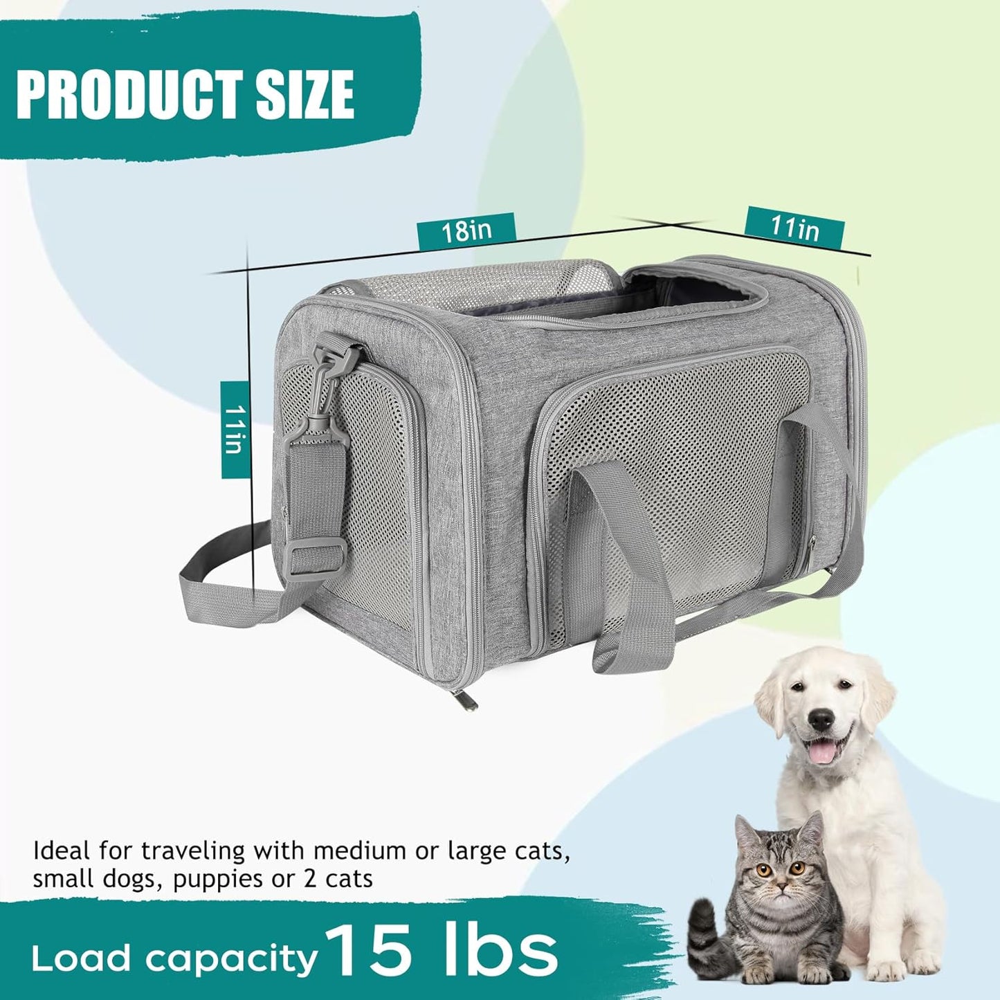 Top tasta Dog Cat Carrier Pet Carriers for Small Medium Large Cats Dogs Carrier Soft Sided Small Puppy Dog Carrier Portable Foldable Airline Approved Dog Cat Travel Carrier Grey Medium