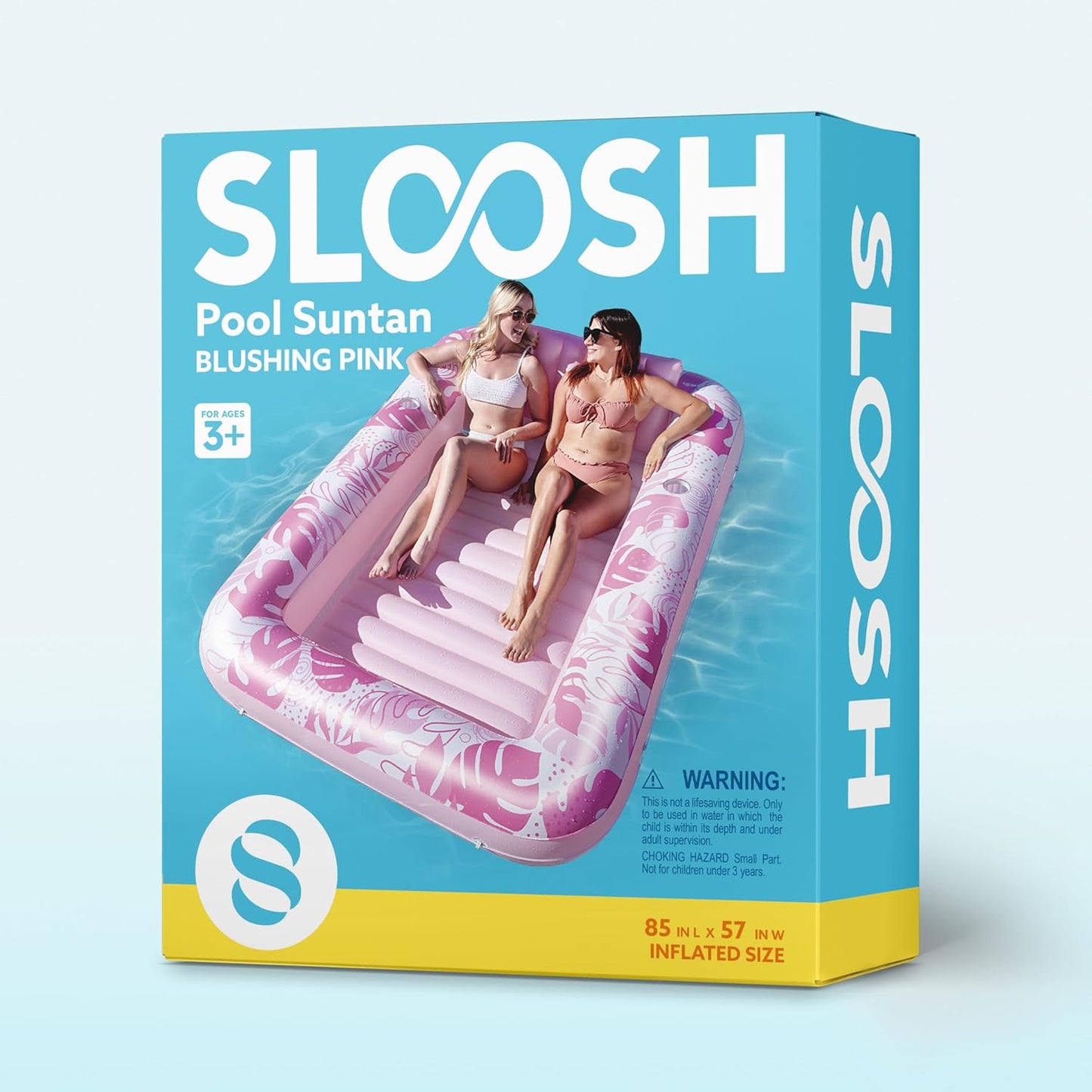 Sloosh Inflatable Tanning Pool Lounger Float-XL, 85" x 57" Extra Large Suntan Sun Tan tub for Adults, Bed Blow up, Raft Lounge Floatie, XL-Blue