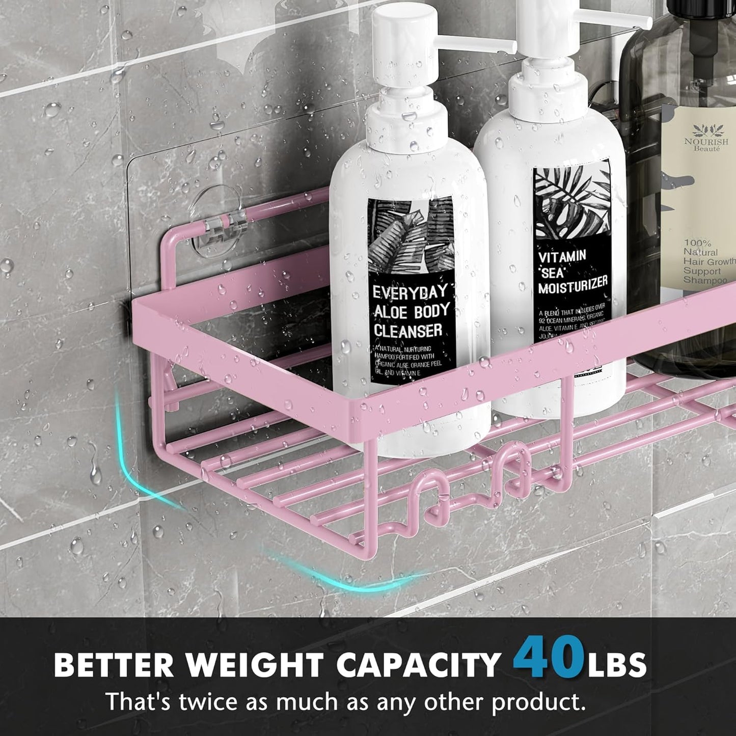 Moforoco Shower Caddy Shelf Organizer Rack, Self Adhesive Black Bathroom Shelves Basket, Home Farmhouse Wall Shower Inside Organization and Storage Decor Rv Accessories, First Apartment Essentials