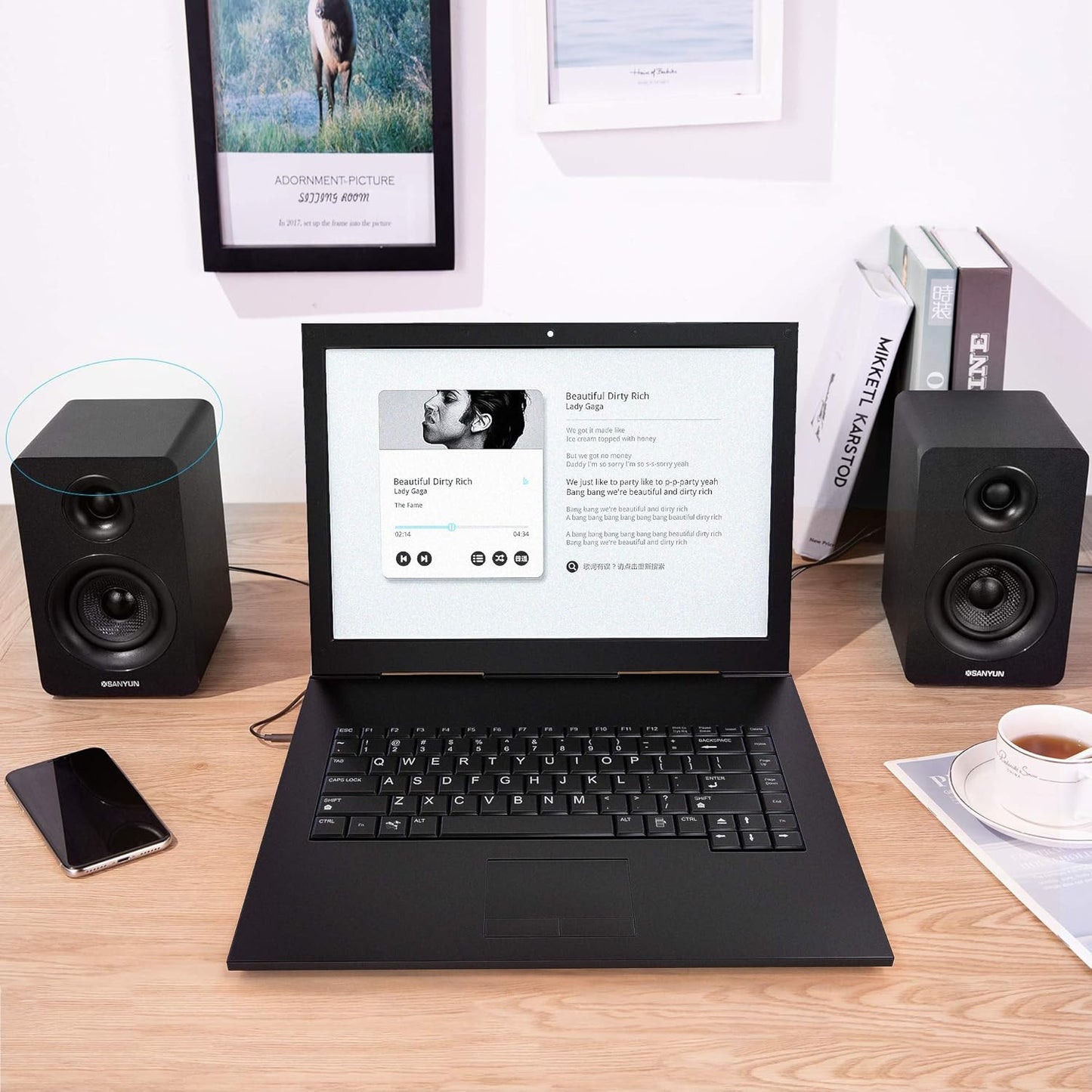 Sanyun SW208 3" Active Bluetooth 5.0 Bookshelf Speakers – 60W Carbon Fiber Speaker Unit - Built-in 24bit DAC - Dynamic 3D Surround Sound – 2.0 Computer PC Monitor Gaming Speakers (Pair, White)