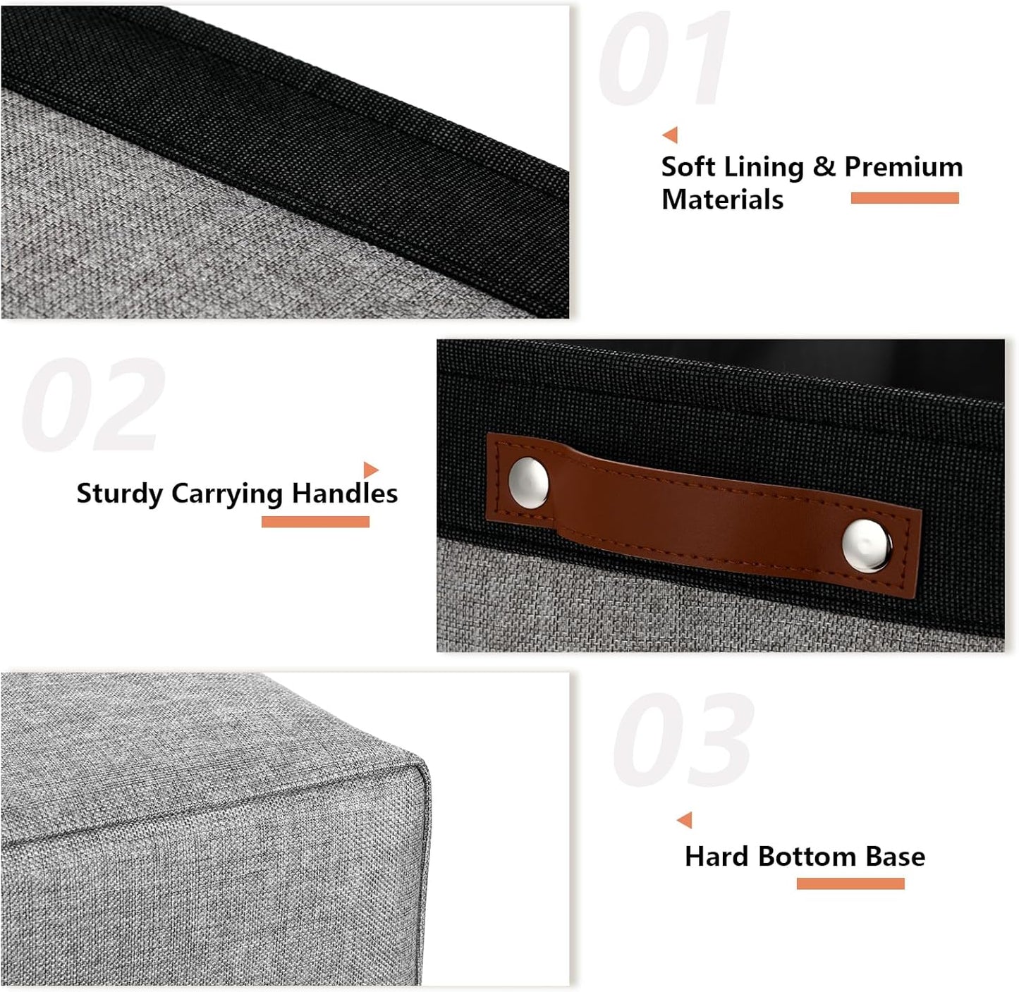 DULLEMELO Storage Baskets for Shelves, Fabric Collapsible Rectangular Storage Bins for Shelves, Closets, Nursery, Home, Office, Empty Gift Baskets (White&Teal)