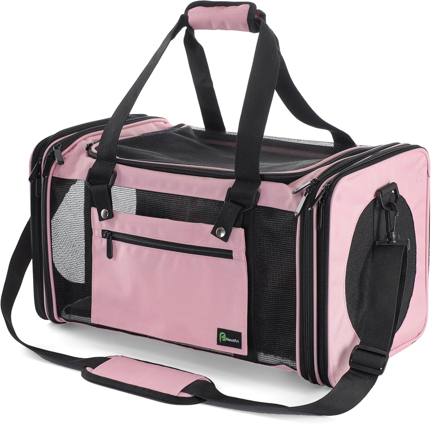 NextFri Soft Sided Carrier for Cats Dogs,TSA Airline Approved Collapsible Travel Pet Carrier (Magenta, Medium)