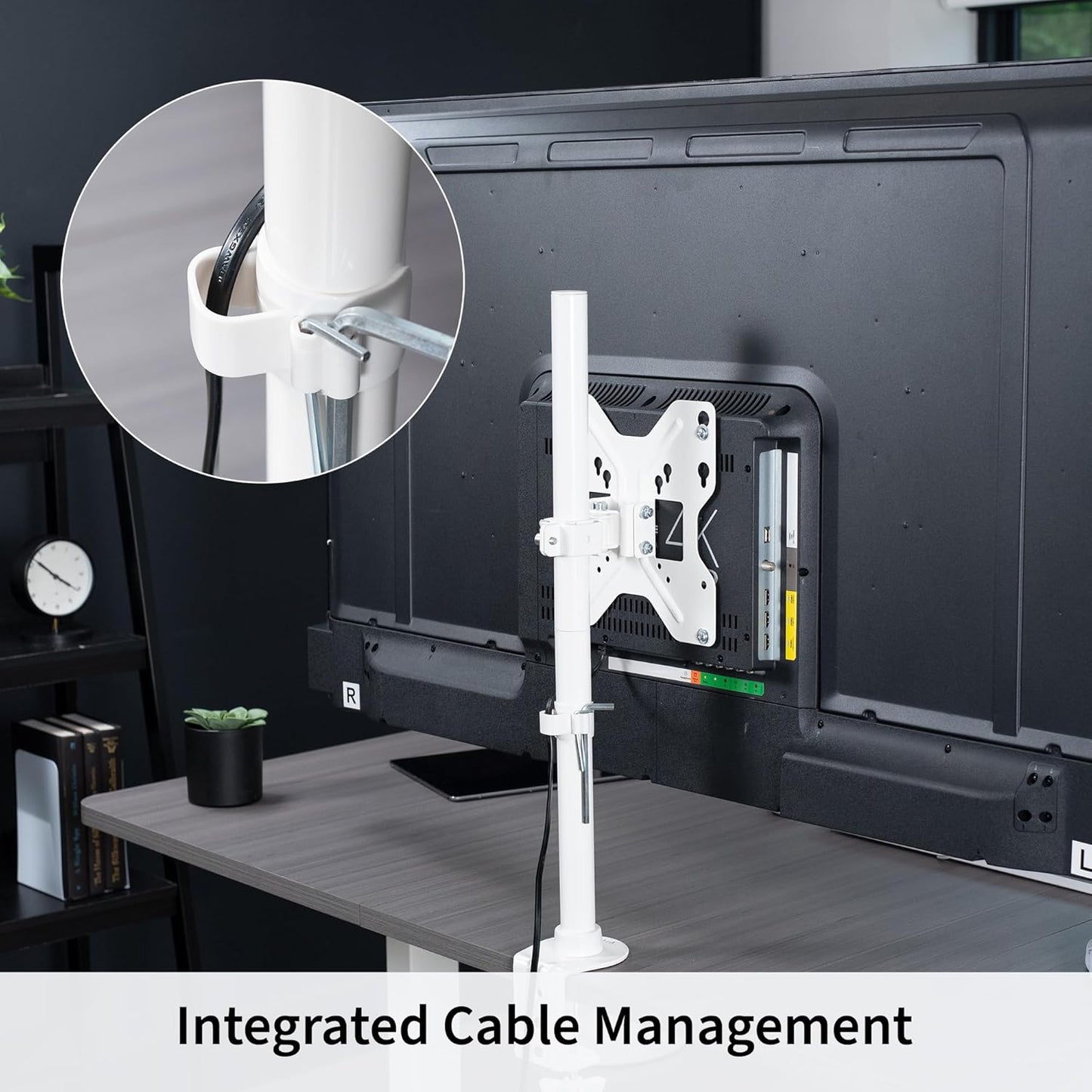 VIVO Ultra Wide TV Desk Mount for up to 55 inch Screens Weighing 29.9kg, Full Motion Height Adjustable Single Television Stand, Black, STAND-V155C