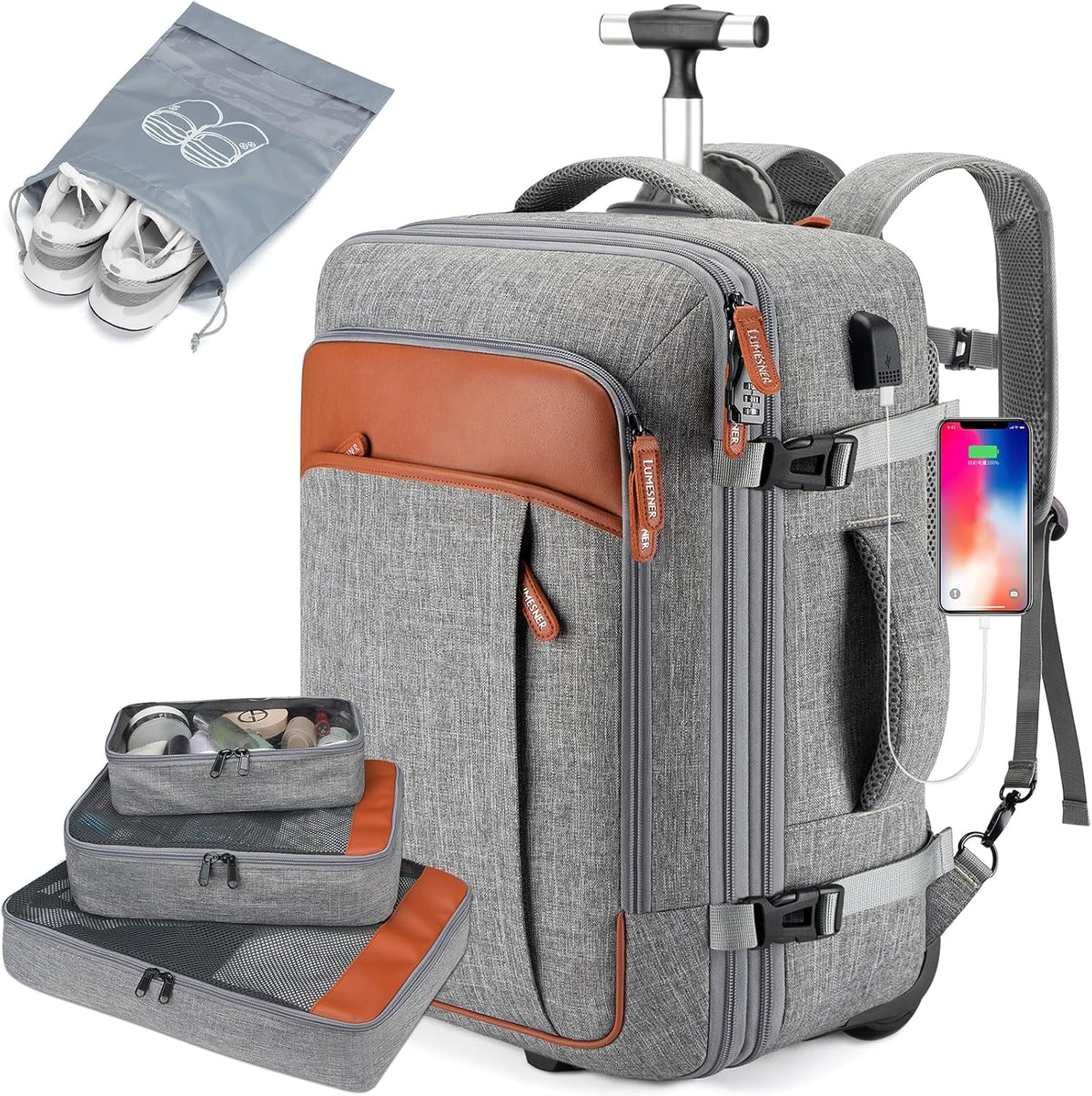 Lumesner Carry on Backpack, Extra Large 40L Flight Approved Travel Backpack for Men & Women - PuriLite