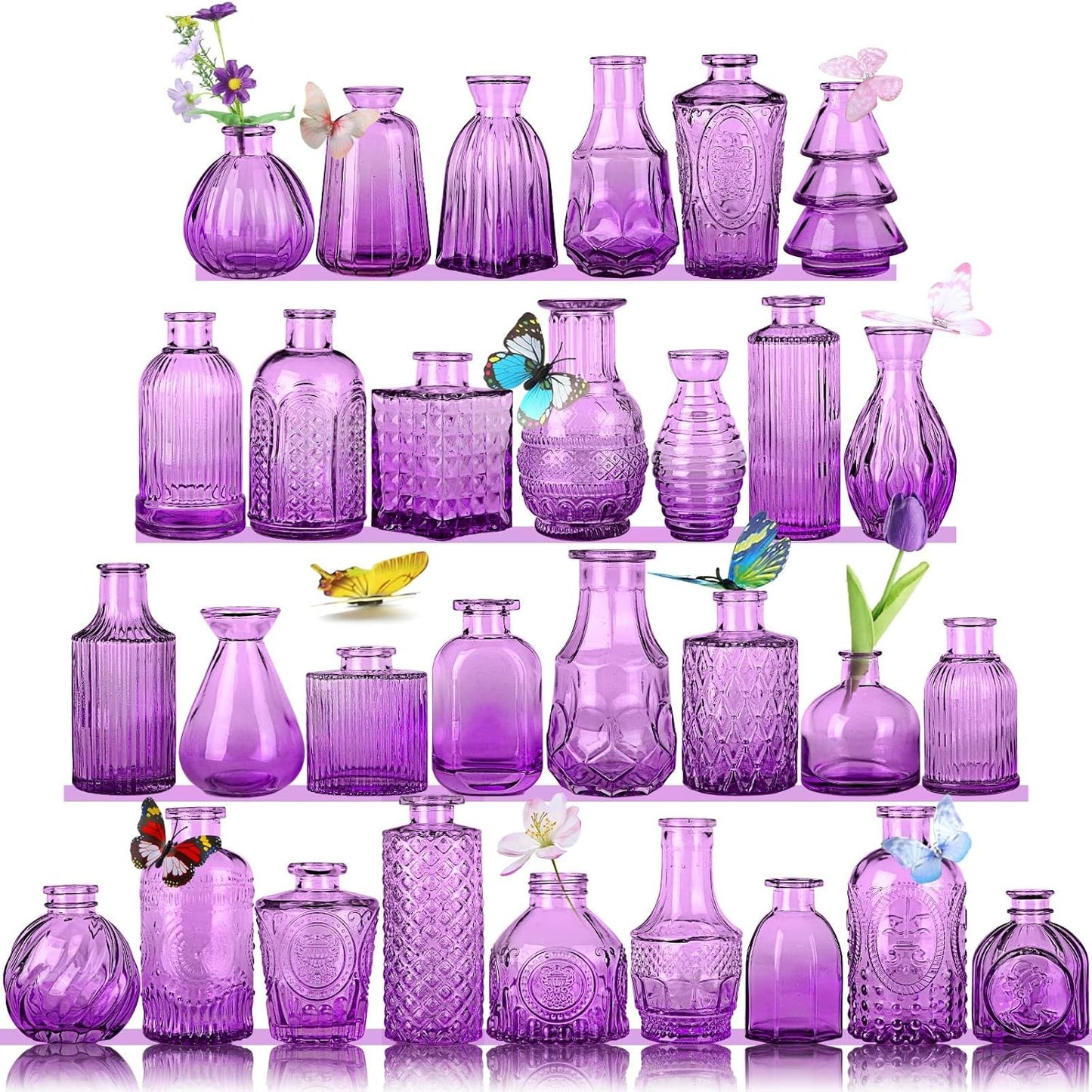 30 Pcs Mini Bud Vases As Wedding Centerpieces for Tables,Clear Bud Vases for Flowers,Small Flower Vases Suitable for Birthday Party,Anniversary,Wedding Reception,Baby Shower