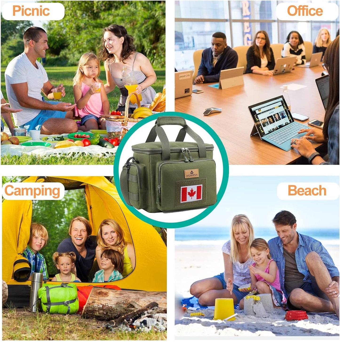 HSHRISH Tactical Large Lunch Bag for Men,Leakproof Insulated Lunch Box, Durable Soft Cooler Bag with Shoulder Strap Lunch Pail for Work Shifts Outdoor