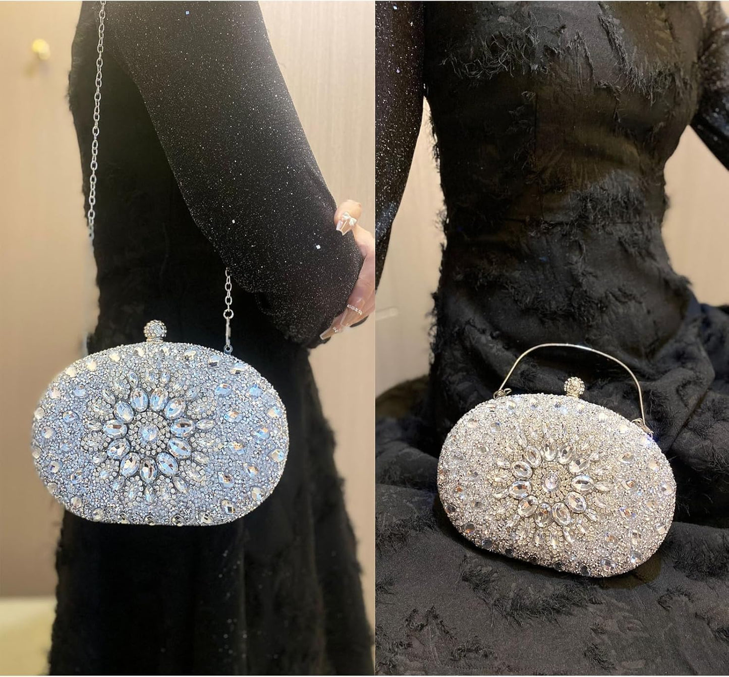 Crystal Women Evening Clutch Rhinestone Bag Bling Purse Glitter Radiant Shouder bag for Christmas Bridal Wedding Party
