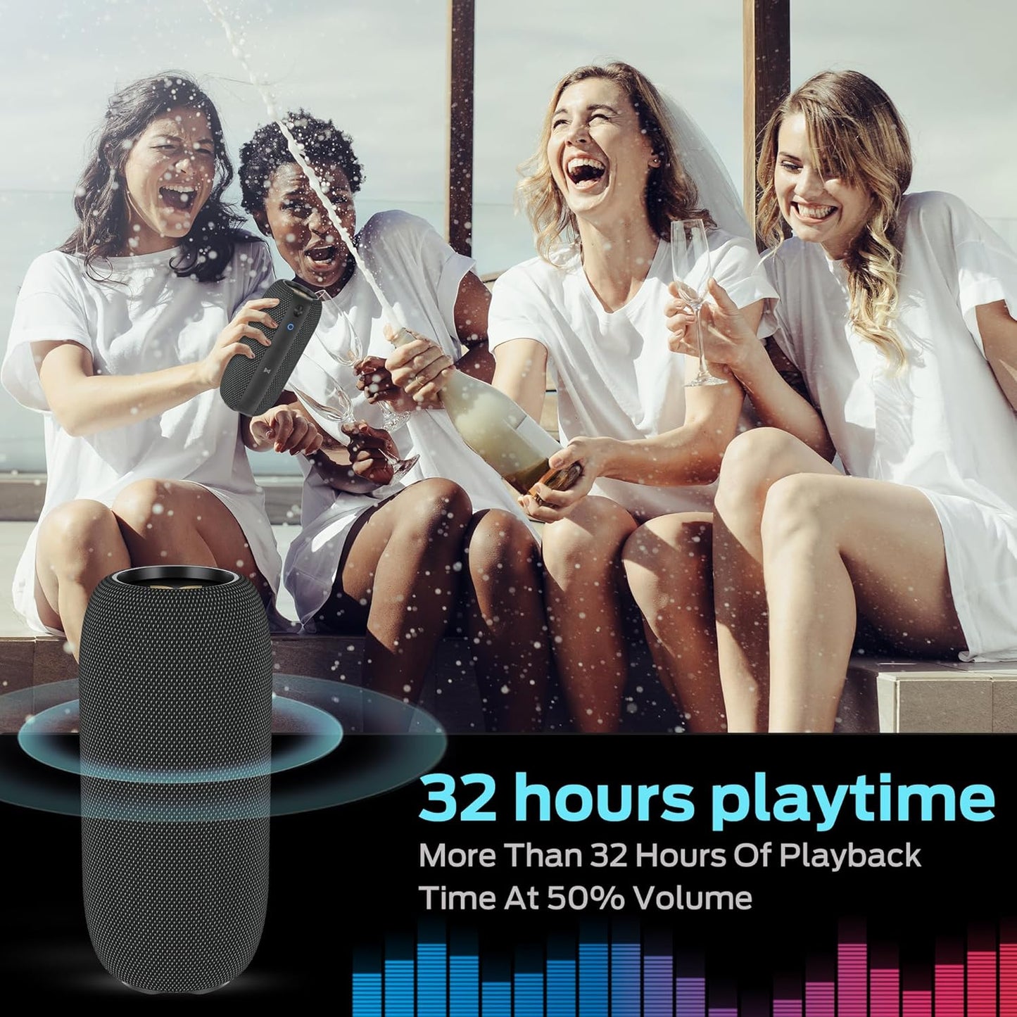 Monster S320 Bluetooth Speaker, Portable Bluetooth Speaker, 40W True Wireless Speaker,360° Stereo Sound Effect, IPX7 Waterproof Speaker, 32 Hour Playing Time, Suitable for Outdoor Speaker