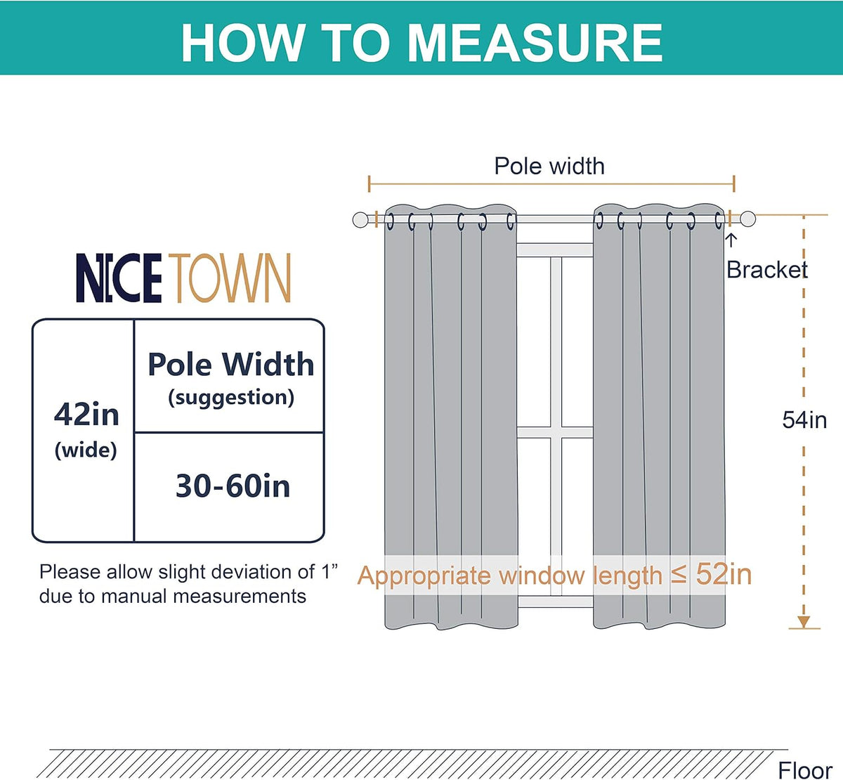NICETOWN Blackout Curtains 2 Panels for Bedroom- Thermal Insulated Grommet Blackout Curtains 63 Inches Long for Living Room/Kitchen Rideaux occultants (2 Panels, W42 x L63 -Inch,Grey) - PuriLite