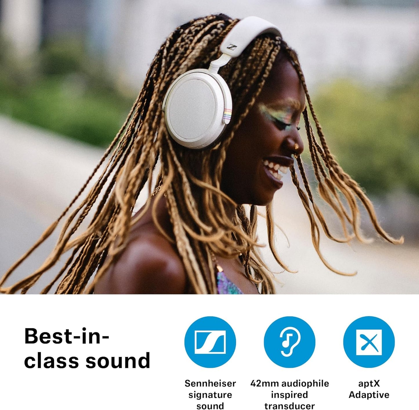 Sennheiser Momentum 4 Wireless Headphones, Bluetooth for Crystal-Clear Calls w/Adaptive Noise Cancellation, 60h Battery Life, Customizable Sound & Lightweight Folding Design, Black/Copper