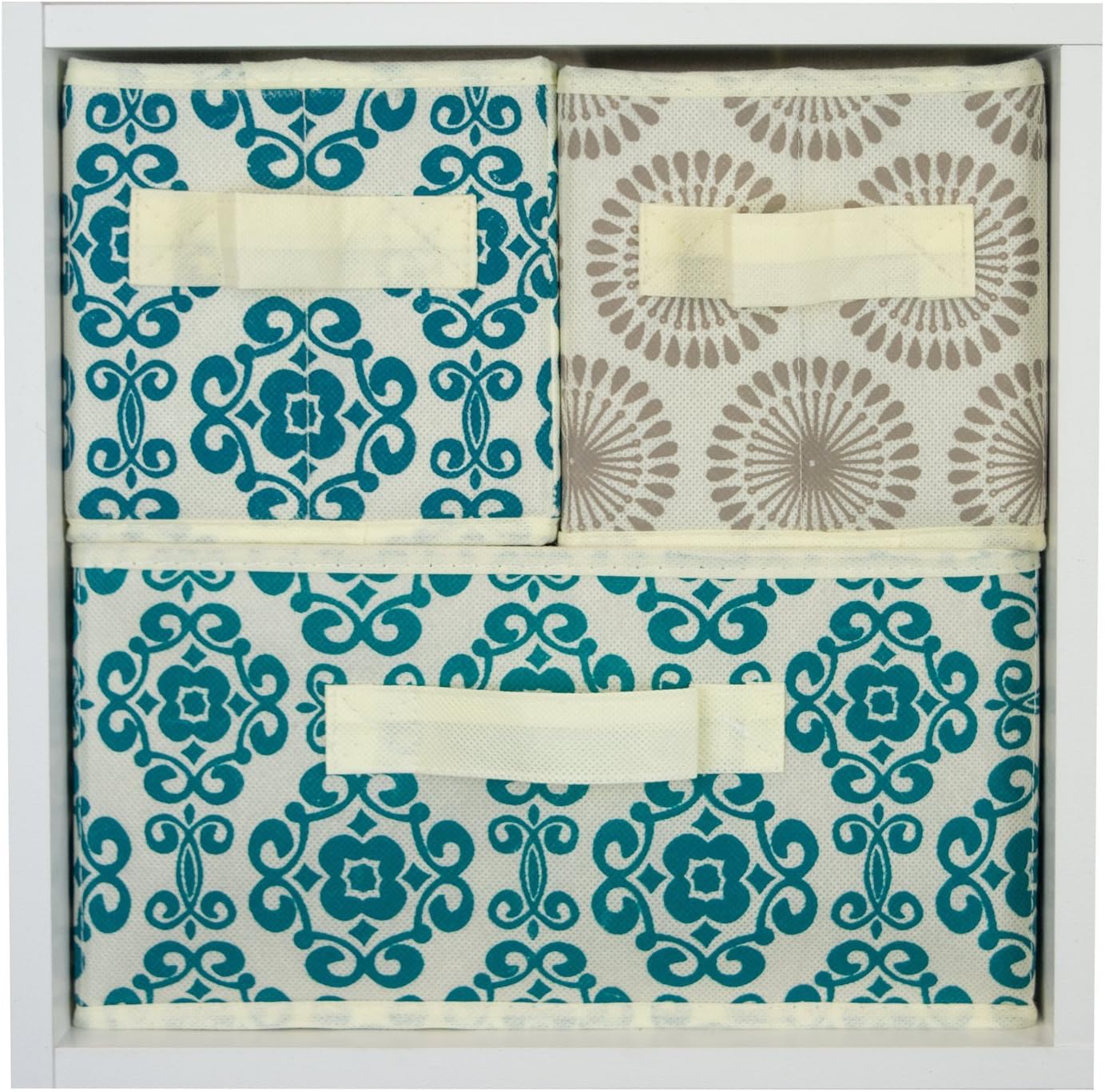 DII Foldable Fabric Storage Containers for Nurseries, Offices, Closets, Home Decor, Cube Organizers & Everyday Storage Needs, (Large - 11 x 11 x 11) Scroll Nautical Blue - Set of 2