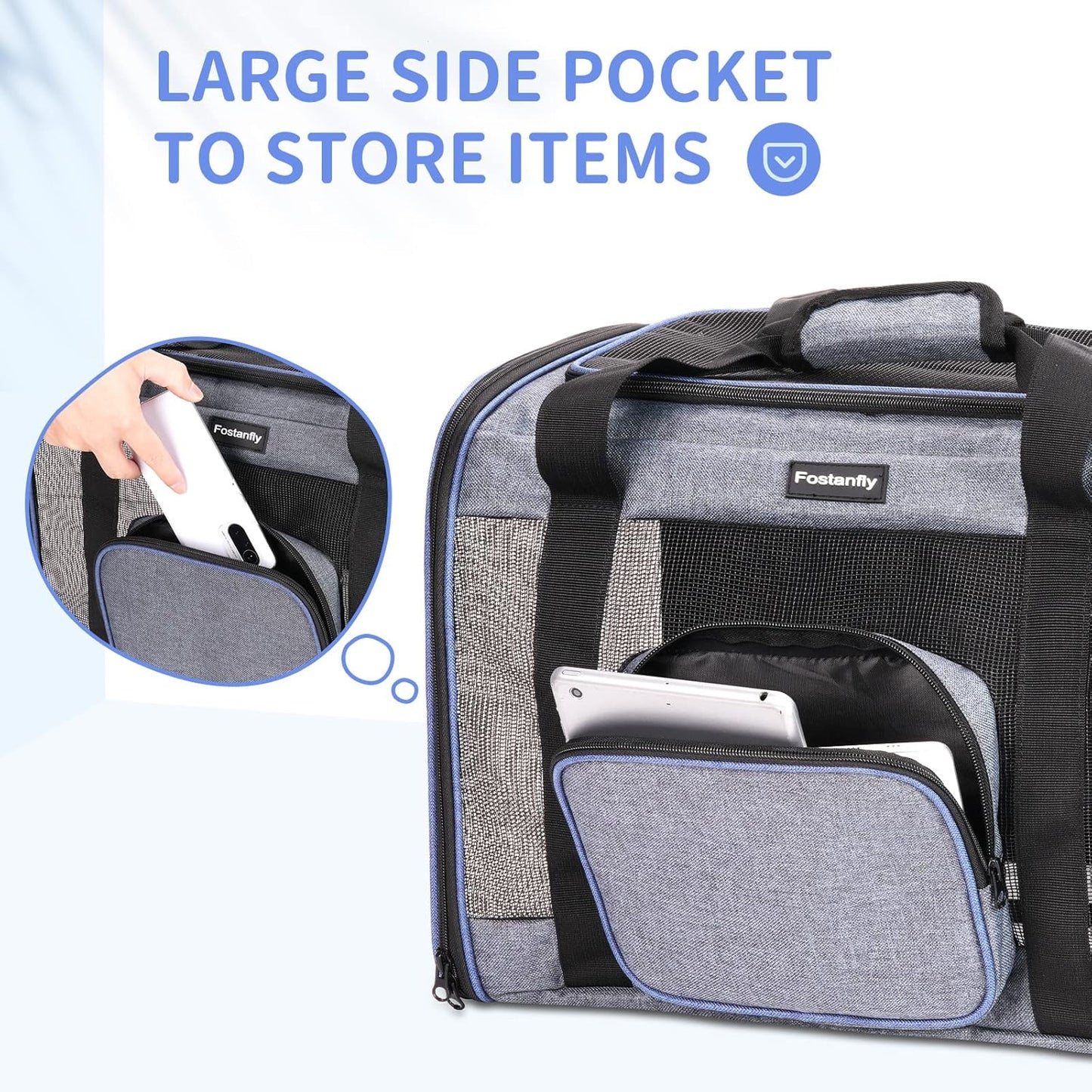 Fostanfly Cat Carriers for Large Cats 25 lbs, Dog Carriers for Small Dogs, Pet Bag for Medium Puppy Under 25lbs Travel Bag with Big Pocket,4 Ventilated Windows, 3 Doors