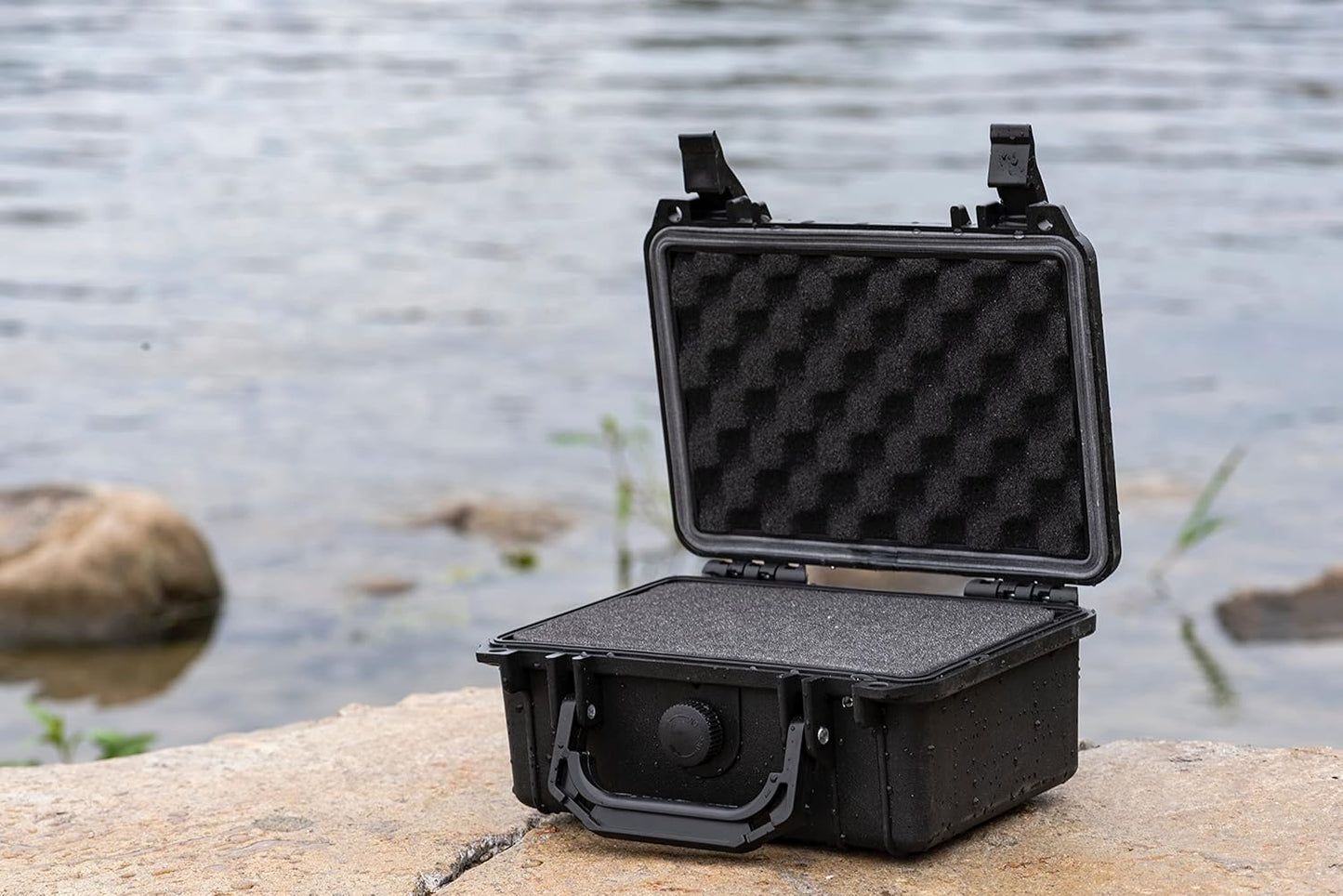 MEIJIA Portable All Weather Waterproof Protective Hard Case,Camera Case with Customizable Fit Foam, Fit use of Drones, Cameras, Equipments, 8.12"x6.56"x3.56" (Black)
