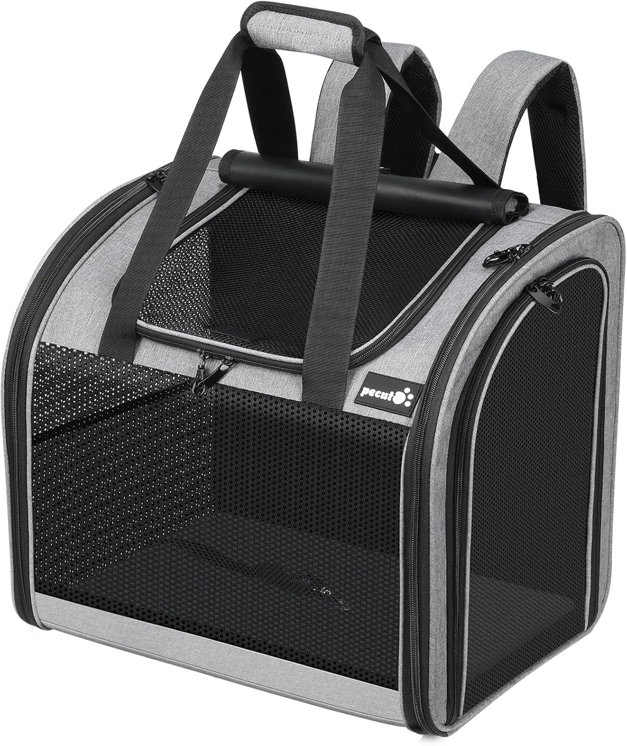Pecute Cat Backpack, Upgraded Dog Backpack Carrier with Widened Interior Space, Pet Backpack Carrier for Small Dogs and Small to Medium Cats, Pet Travel Carrier with Soft Padded, Reinforced Support