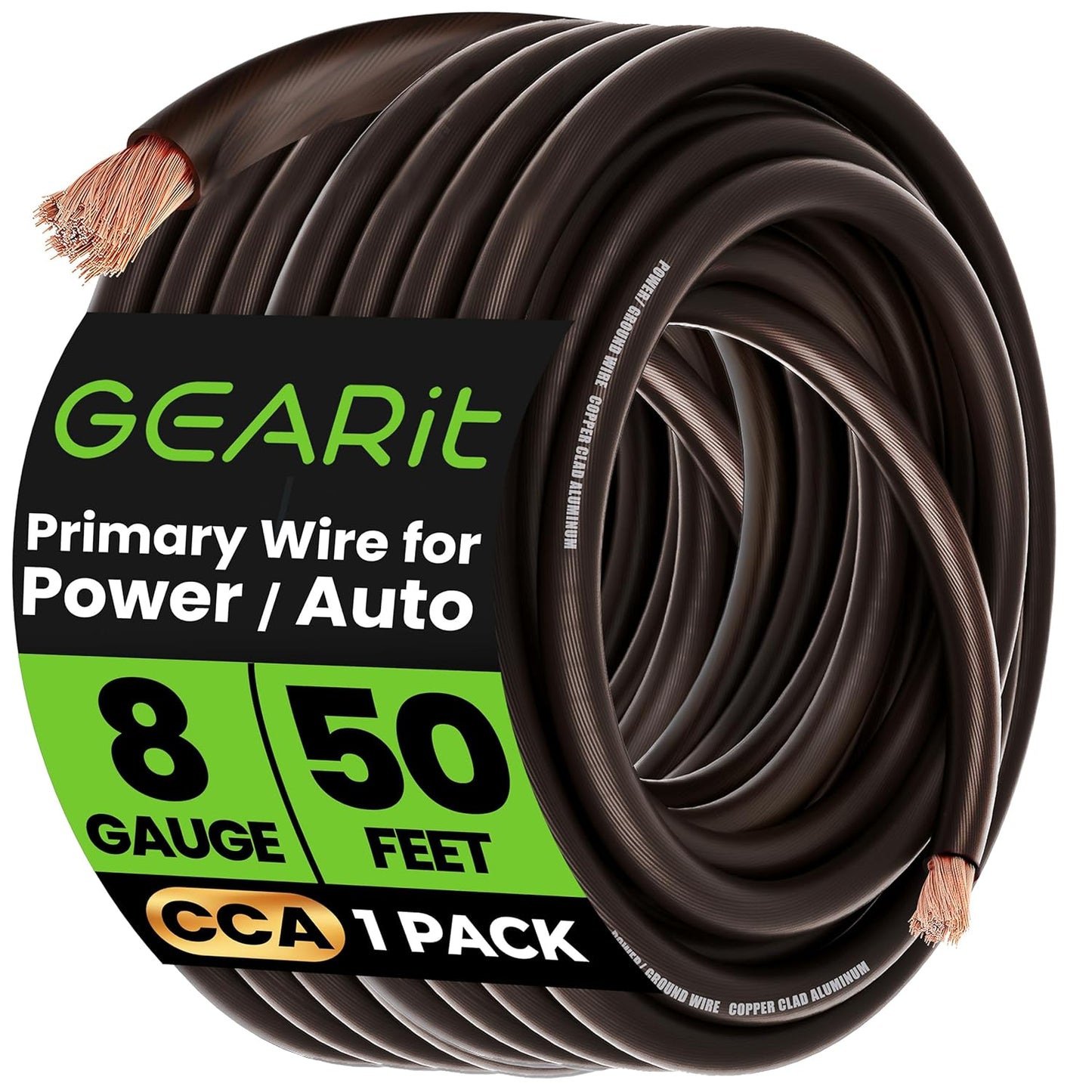 GEARit, 8 Gauge Wire, for Automotive Power/Ground, Battery Cable, Car Audio, RV, Amp, CCA, Automotive Wire, Amp Kit, Battery Cables, Wiring Kit, (25 feet Each- Black/Red)