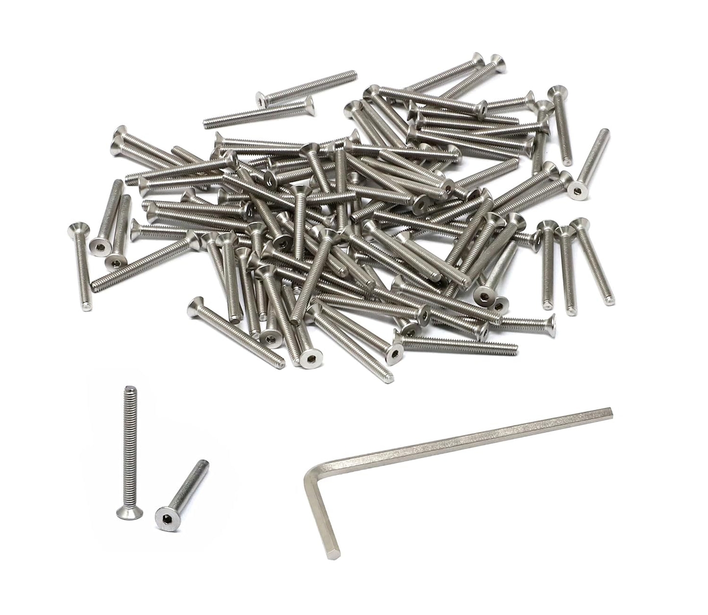 iexcell 5 Pcs M8 x 80mm Thread Pitch 1.25 mm Stainless Steel 304 Hex Socket Flat Head Cap Screws Bolts Kit