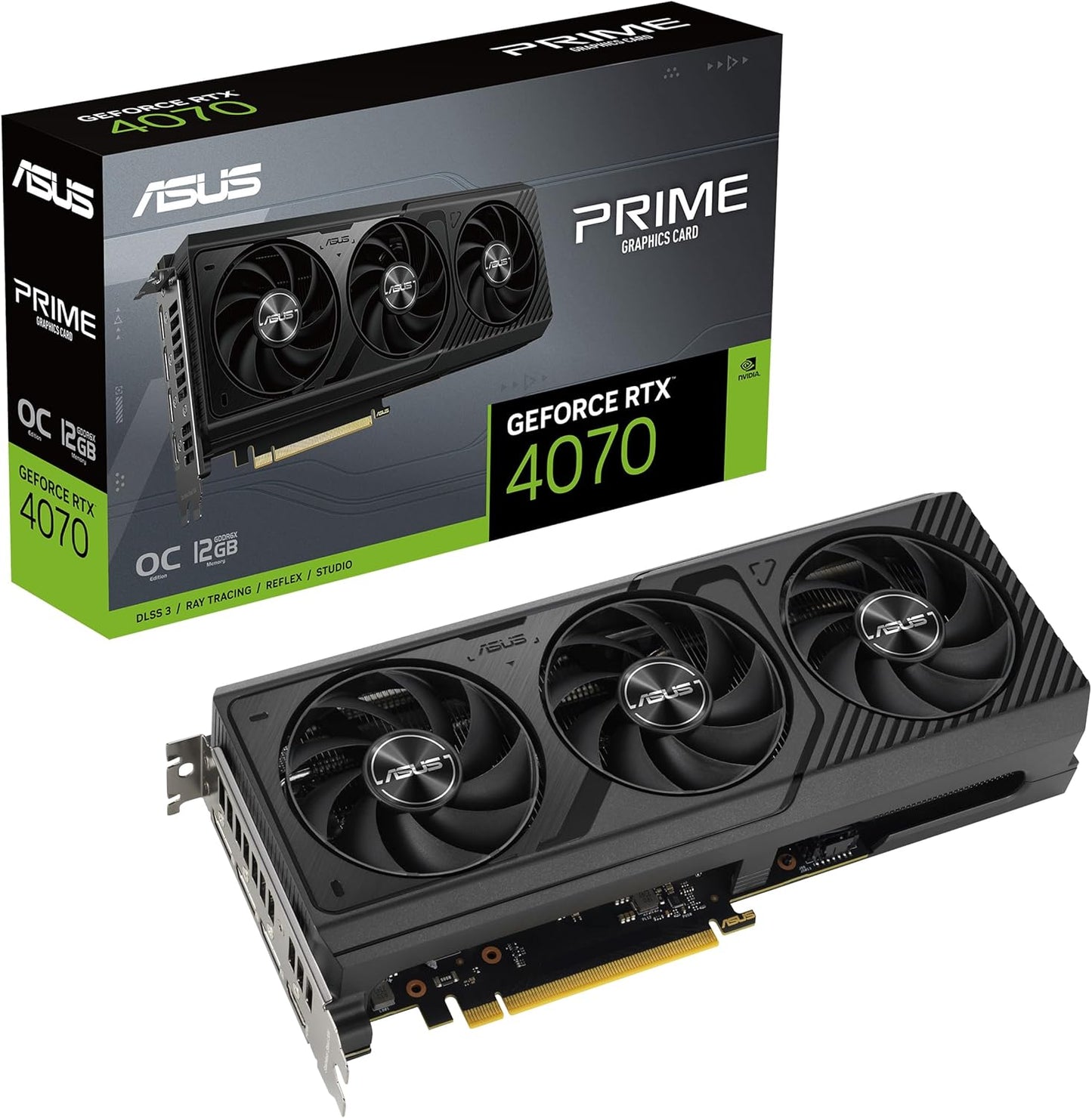 The SFF-Ready ASUS Prime GeForce RTX™ 5070 12GB GDDR7 Graphics Card (PCIe® 5.0, 12GB GDDR7, HDMI®/DP 2.1, 2.5-Slot, Axial-tech Fans, Dual BIOS)