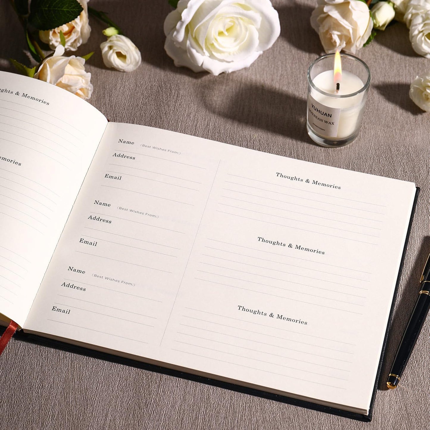 Funeral Guest Book for Memorial Service,Celebration of Life Guest Book for Funeral,Memorial Service Guest Book with 144 Pages, Brown 8X10″