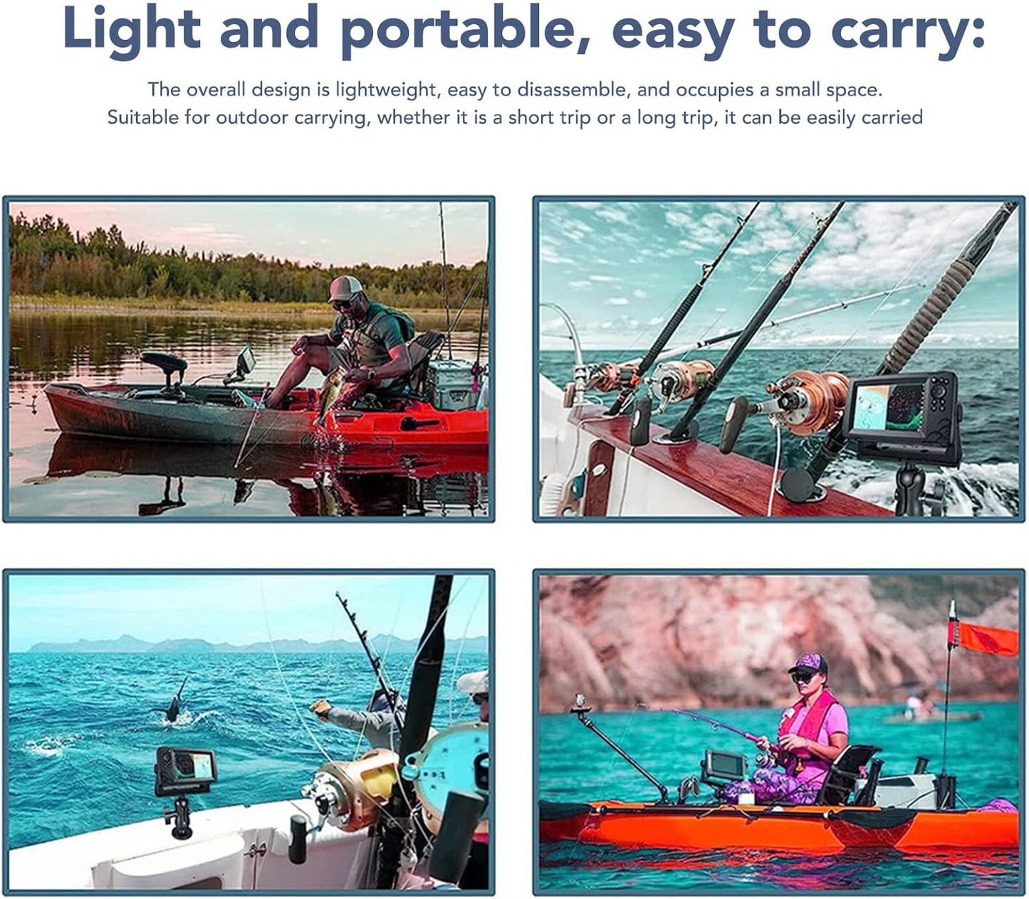 ZAWELIYO Fish Finder Mount Holder Rack 360 Degree Rotatable Height Adjustable Shock for Kayaks Canoes Accessories