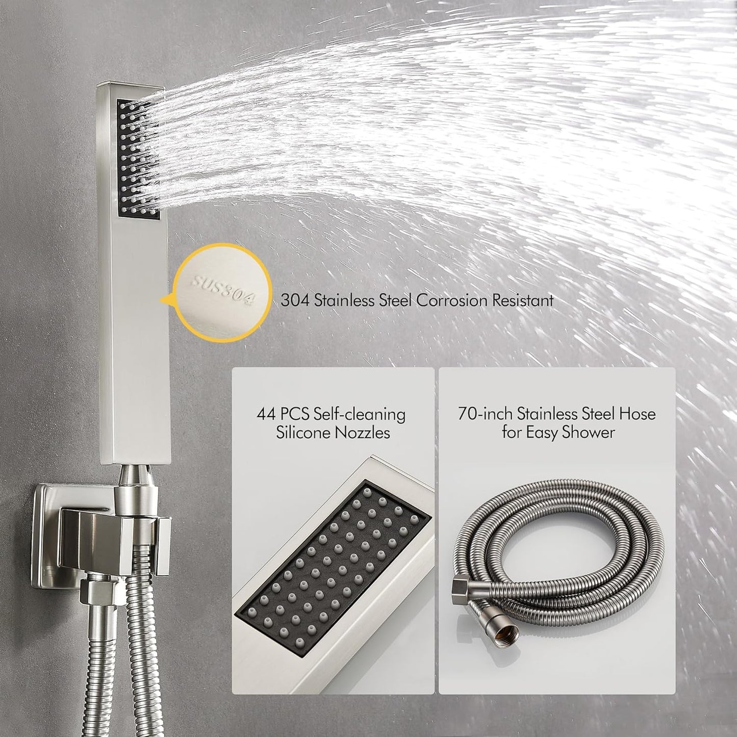 Fransiton Shower System Rain Shower System Set Ceiling Mounted, Rainfall Shower Head with Handheld, Bathroom Shower Kit (Valve Included) (8" - Wall Mount, Matte Black)