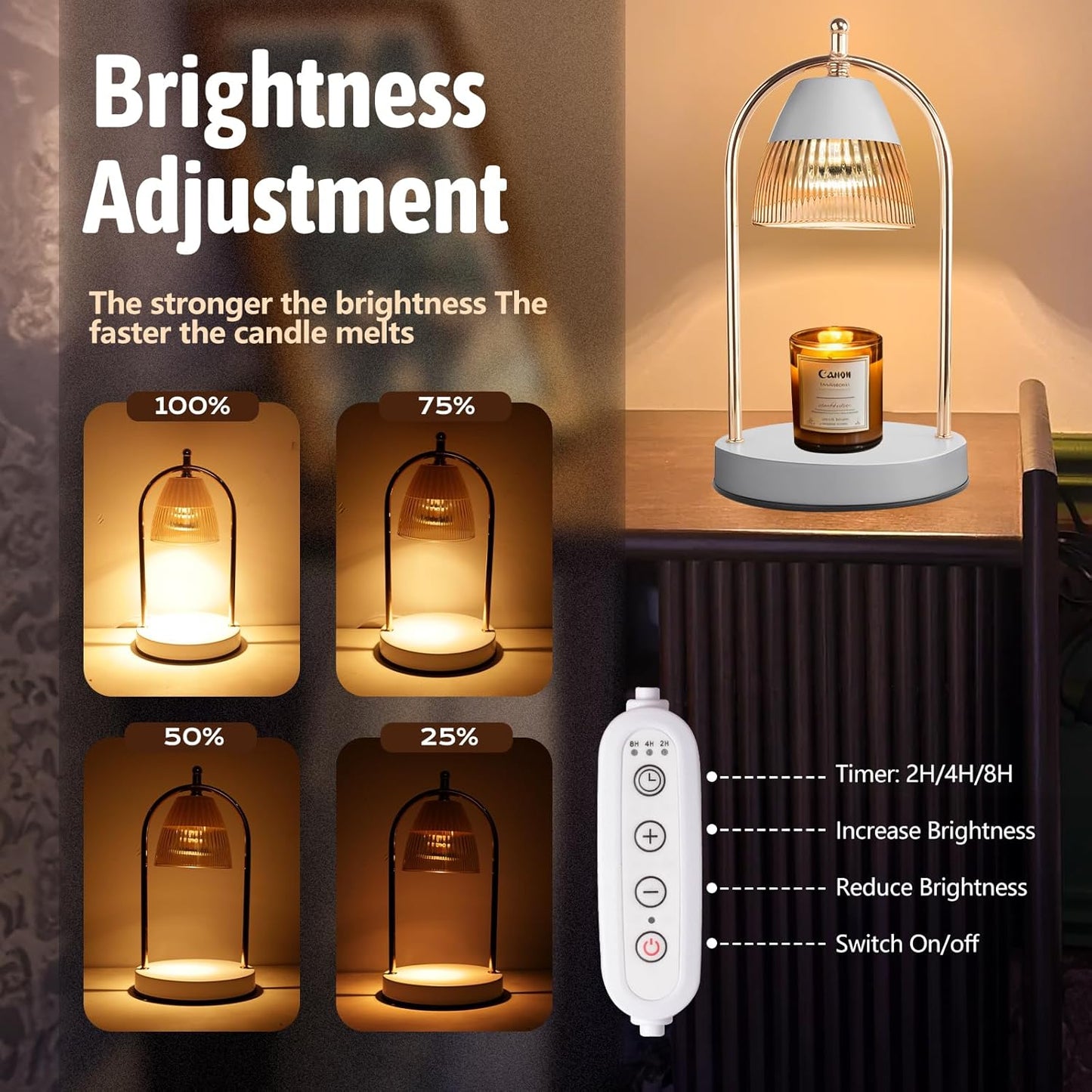 GEEZO Fragrance Candle Warmer Lamp,Electric Candle Warmer with Timer & Dimmer, Mom Christmas Birthday Gifts for Women, House Warming Gifts New Home Bedroom Decor
