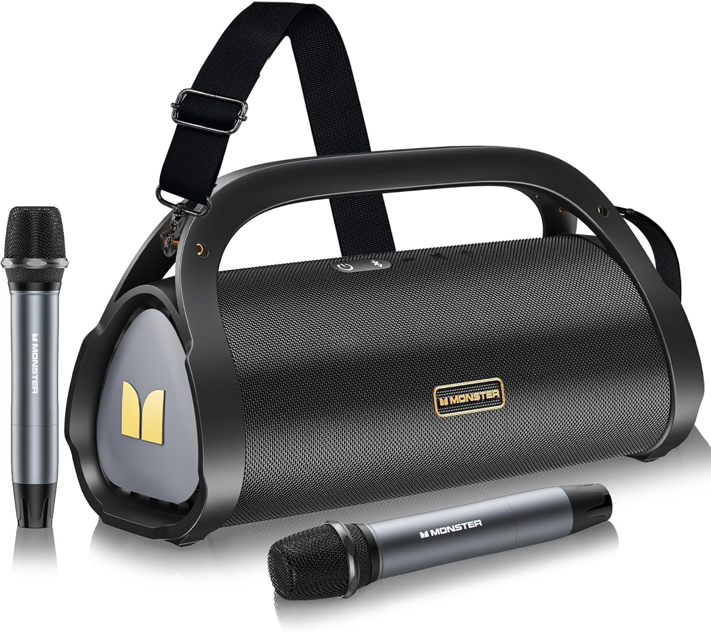 Monster Adventurer Max Bluetooth Speaker with Two Wireless Microphones, IPX7 Waterproof Outdoor Speakers with 100W Powerful Stereo Sound, Portable Bluetooth Speakers for Home, Camping, Gold