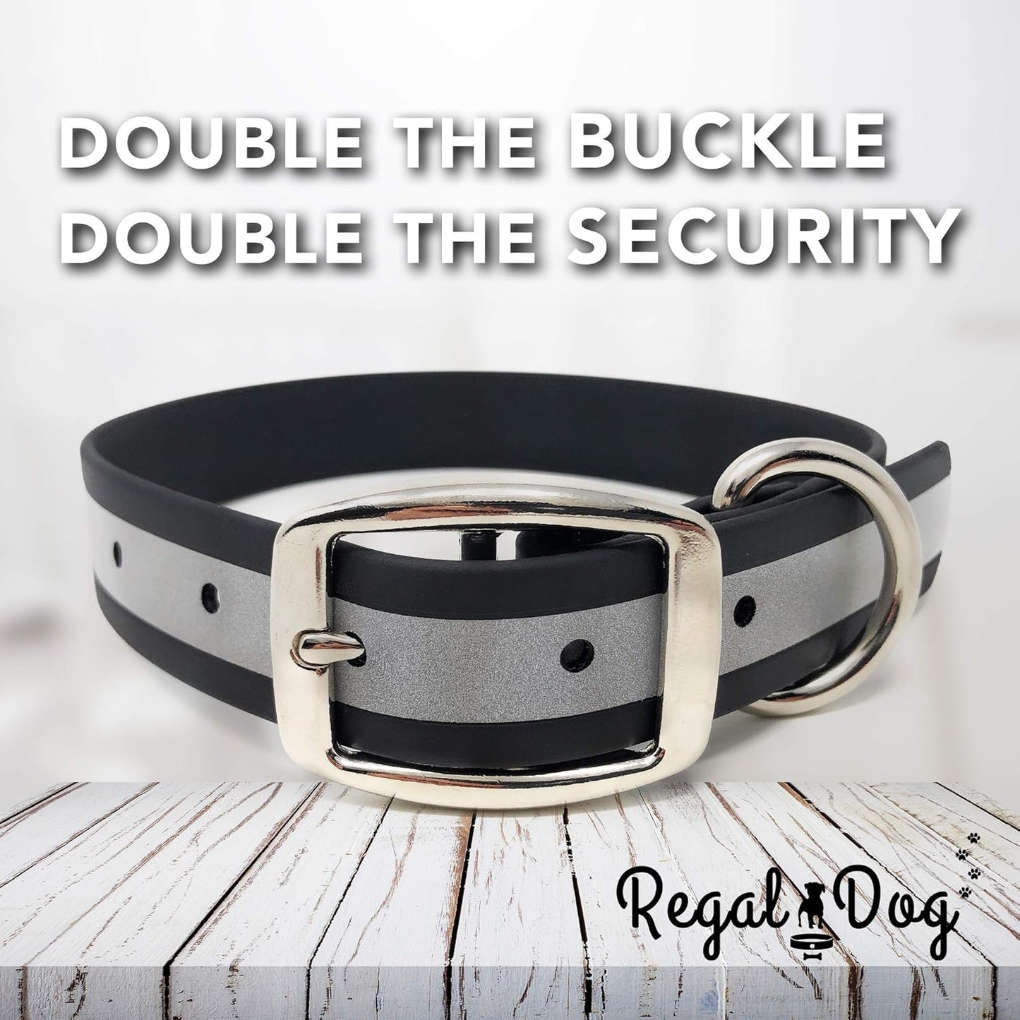 Regal Dog Products Heavy Duty Reflective Dog Collar – Adjustable and with Durable Metal Buckle and Rings Anti-Odor, chew Resistant, Waterproof Dog Collar for Small Medium and Large Dogs (Large, Pink)