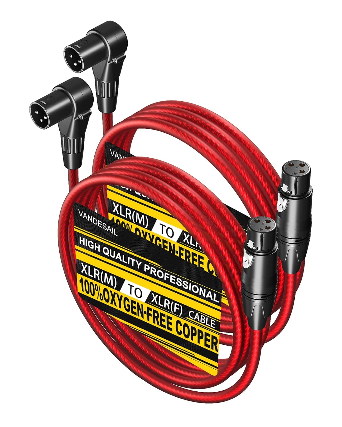 VANDESAIL XLR Cables 25ft 2 Pack, Durable Nylon Braided XLR Microphone Cable, Mic Cable, Shielded and Fully Balanced OFC Male to Female Cord for Recording Mixer Amplifie Speaker Black White