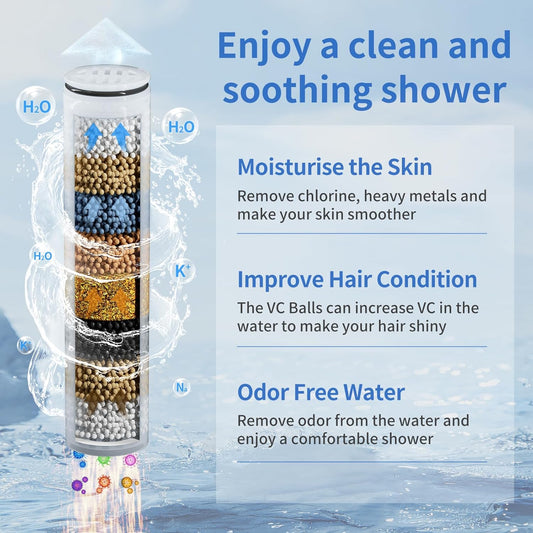 JONKEAN 7.5" Big Filtered Double Shower Head for Hard Water, Dual Shower Heads with Handheld Spray Combo, 9 Modes Waterfall Rain Shower Head High Pressure with Long Hose & Adjustable Bar(Matte Black) - PuriLite
