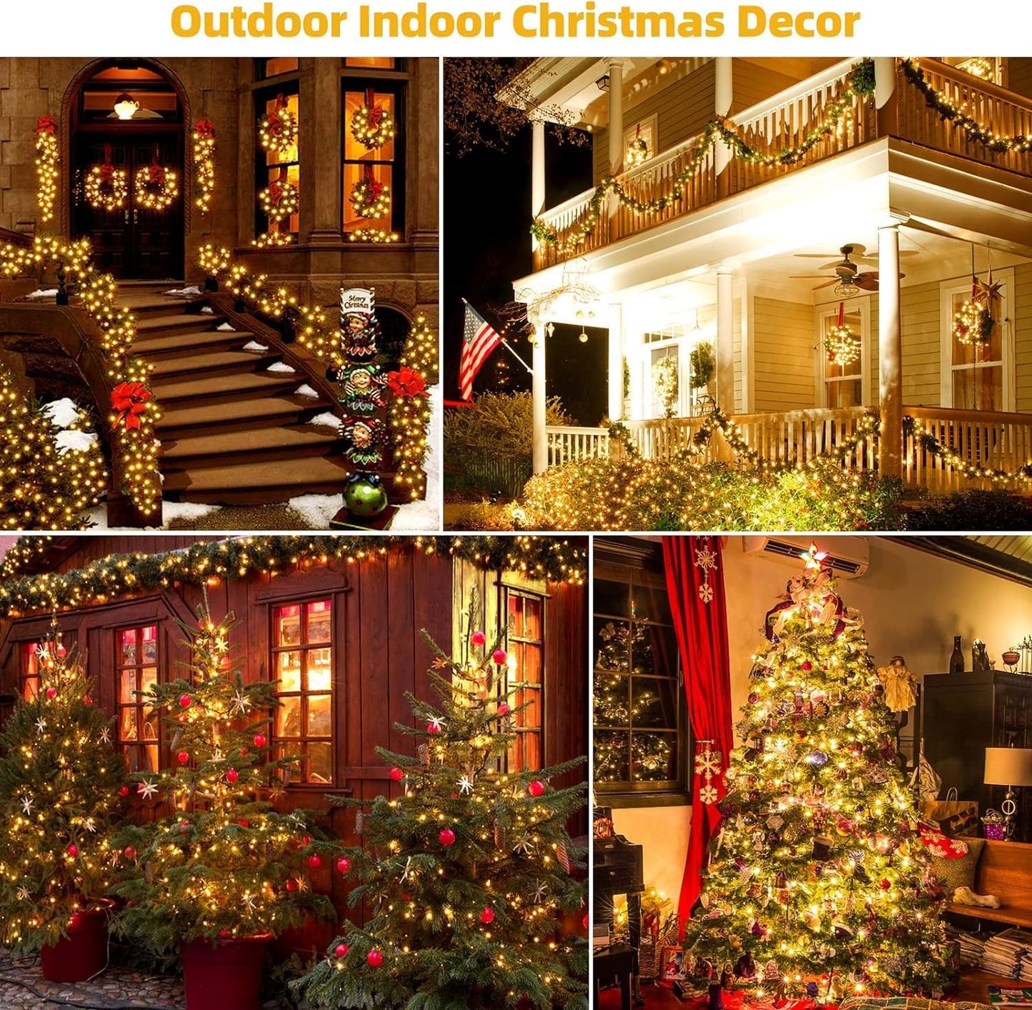 Tcamp 105FT 300 LED Purple Orange Halloween Decorations Lights Motion Activated Sync with 4 Scary Music, 6 Modes Halloween String Lights for Party Yard Outdoor Indoor Decor (3 Sets Connectable)