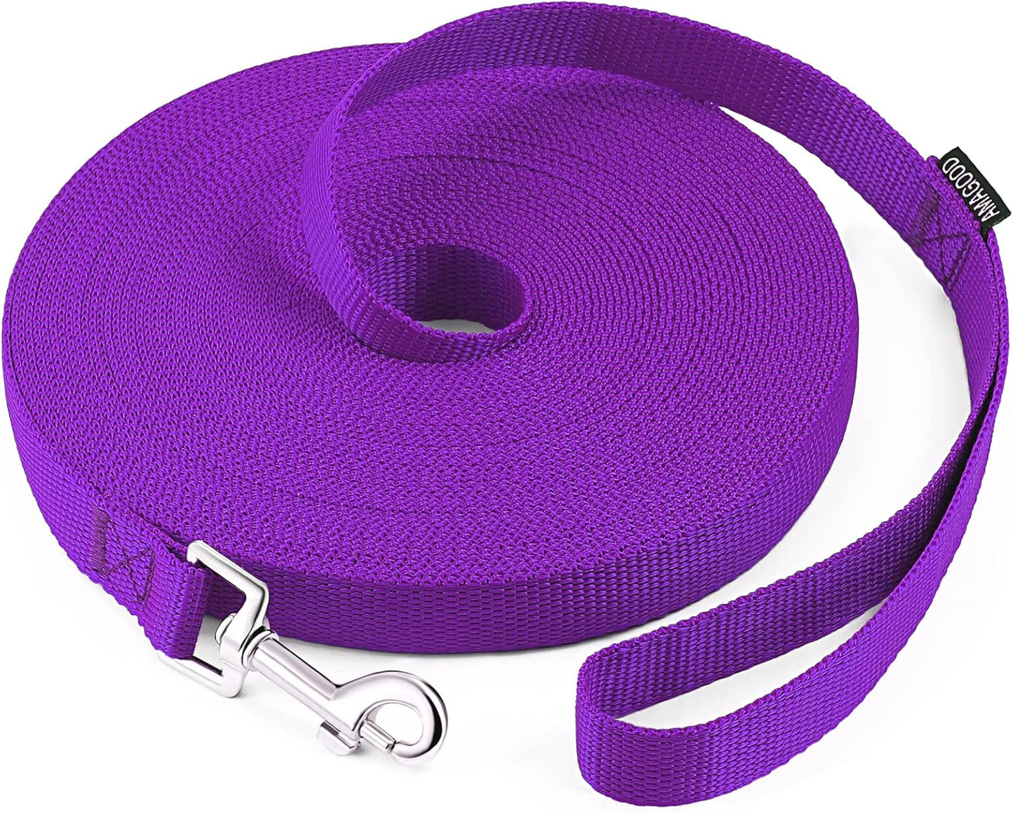 AMAGOOD Dog/Puppy Obedience Recall Training Agility Lead-15 ft 20 ft 30 ft 50 ft Long Leash-for Dog Training,Tie Out,Play,Safety,Camping (15 feet, Black) - PuriLite