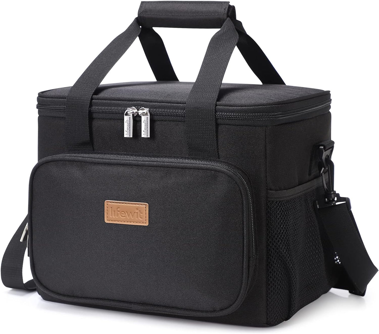 Lifewit Lunch Bag for Men, Insulated Lunch Box Leakproof Soft Cooler Cooling Tote for Adult Women, Waterproof Reusable Lunch Bags for Work Office Outdoor Picnic Camping, Black, 12-Can (9L)