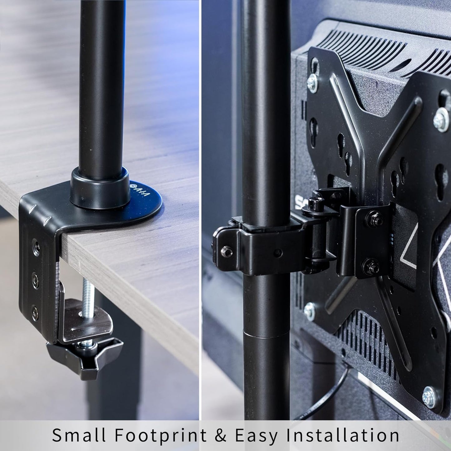 VIVO Ultra Wide TV Desk Mount for up to 55 inch Screens Weighing 29.9kg, Full Motion Height Adjustable Single Television Stand, Black, STAND-V155C