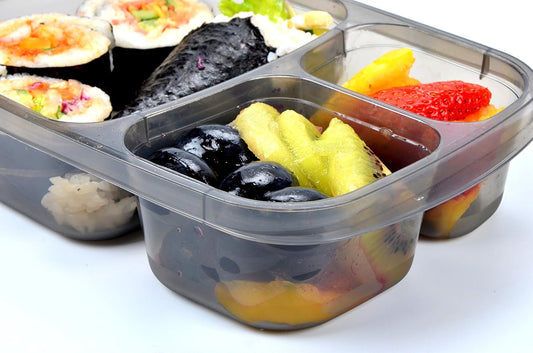 Youngever 7 Pack Bento Lunch Box, Meal Prep Containers, Reusable 3 Compartment Plastic Divided Food Storage Container Boxes - PuriLite