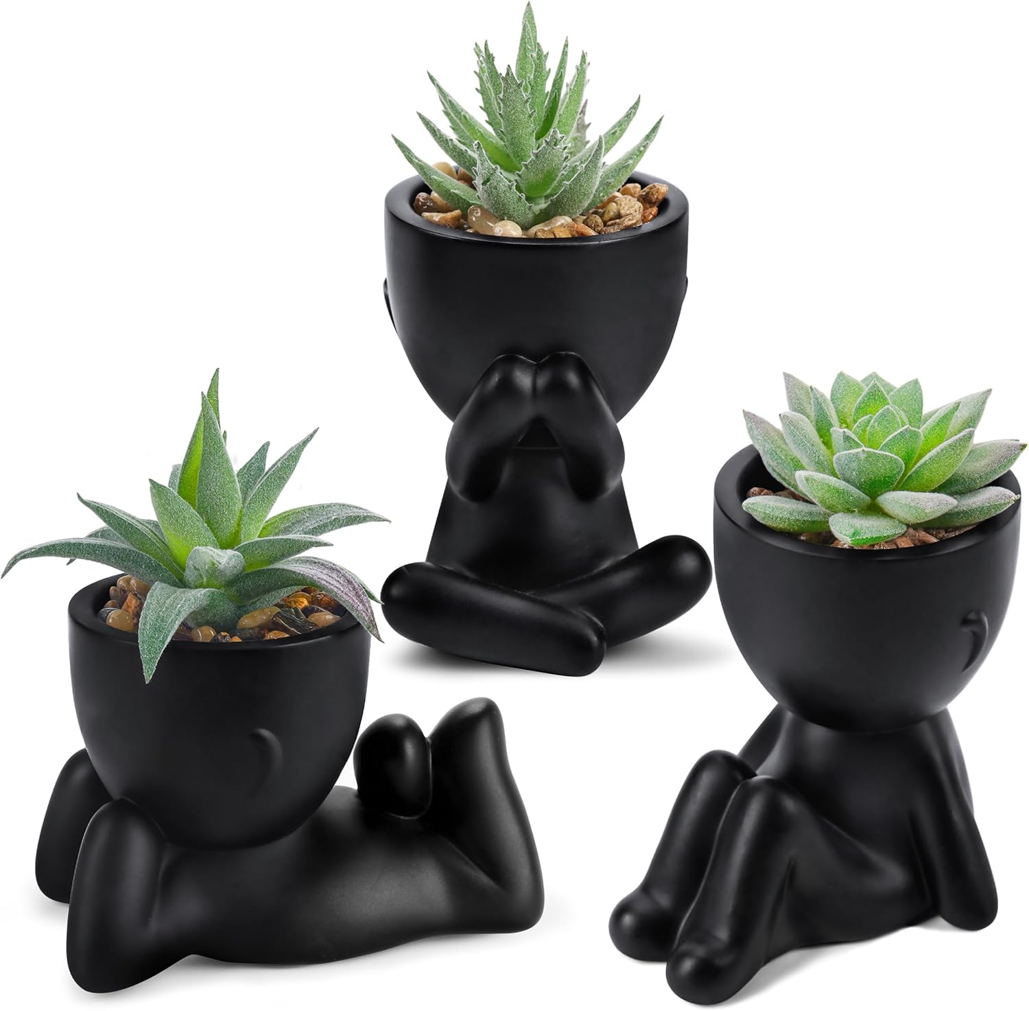 fake plants succulents Der Rose 3Pcs Fake Plants Cute Succulents Artificial Plants for Home D – PuriLite