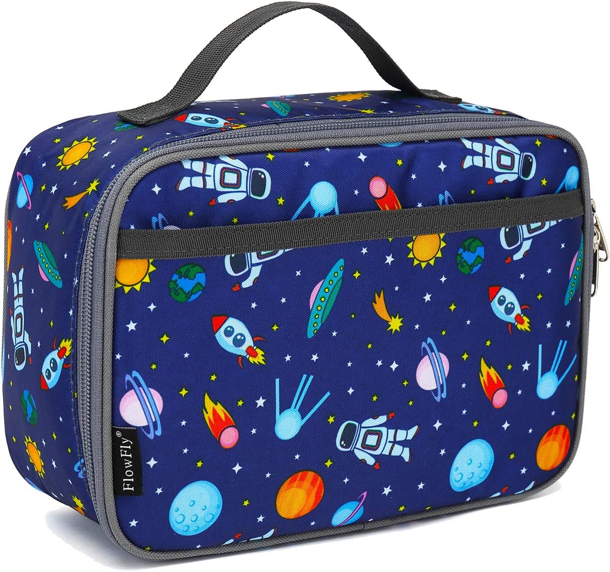 FlowFly Kids Lunch Box Insulated Soft Bag Mini Cooler Back to School Thermal Meal Tote Kit for Girls, Boys, Black