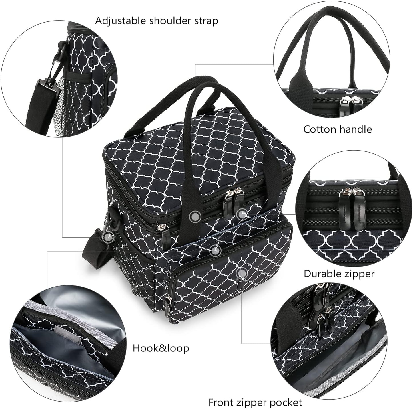 Lunch Bag Women Insulated Lunch Box for Work, Purple Expandable Large Lunch Bags, Leakproof Double Deck Lunch Box Cooler Bag(Purple)