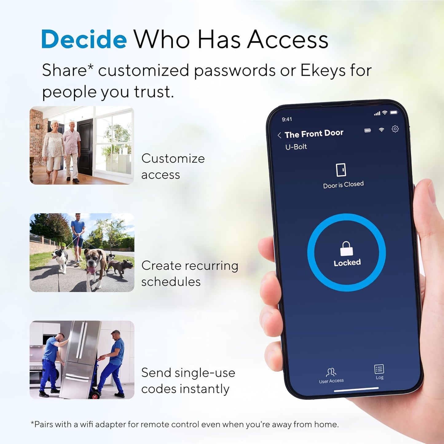 ULTRALOQ U-Bolt Smart Lock + WiFi Bridge, 5-in-1 Keyless Entry Door Lock with WiFi, Bluetooth, App and Keypad, Smart Deadbolt Lock Front Door, ANSI Grade 1 Certified, 1Year Battery, Satin Nickel