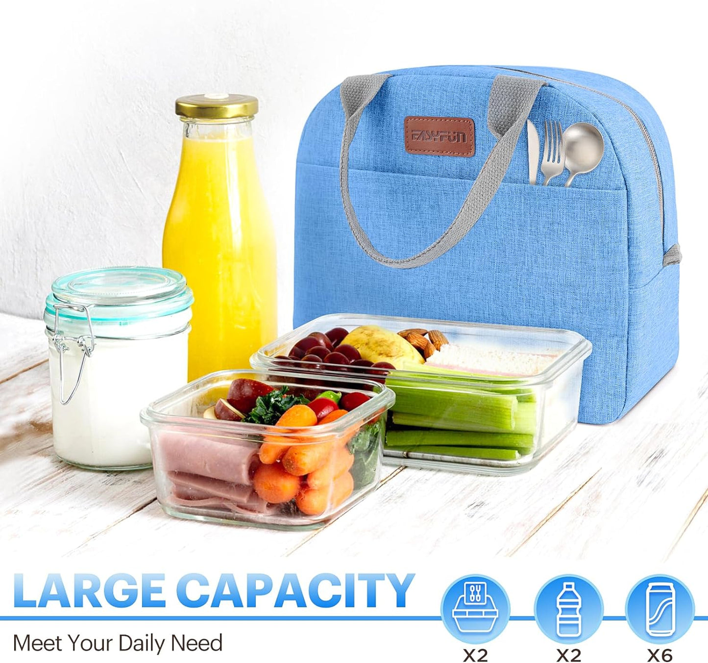 Lunch Bag for Women & Men Adult Insulated Lunch Box, Small Leakproof Cooler Food Lunch Containers Reusable High Capacity Lunch Tote Bags for Work, Travel, Outdoor