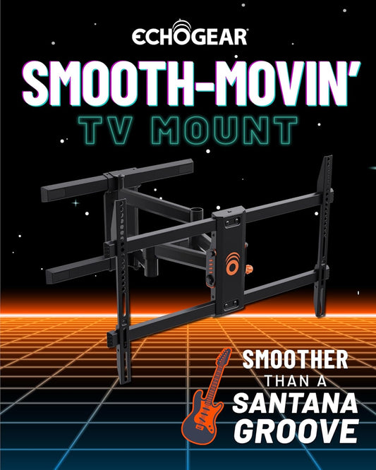 ECHOGEAR Full Motion Articulating TV Wall Mount Bracket for TVs Up to 82" - Smooth Extension, Swivel, & Tilt - Wall Template for Easy Install - Centers & Levels After Mounting Plus Hides Your Cables - PuriLite