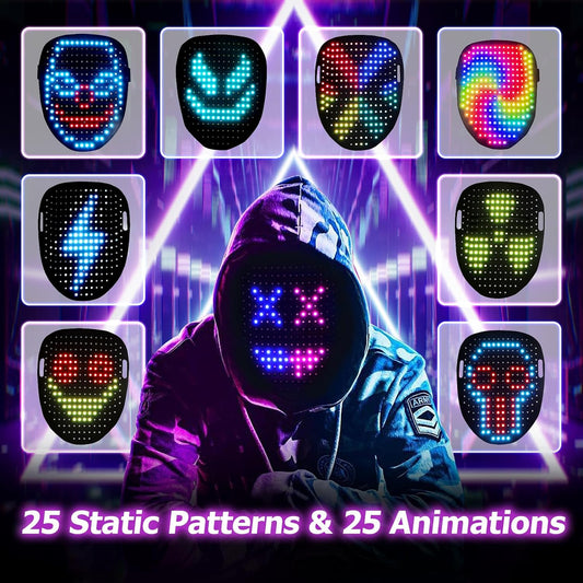 LED Mask Light Up Mask with Gesture Sensing, Cool Face Transforming Mask, Perfect Gifts for Halloween Costume Cosplay Party - PuriLite